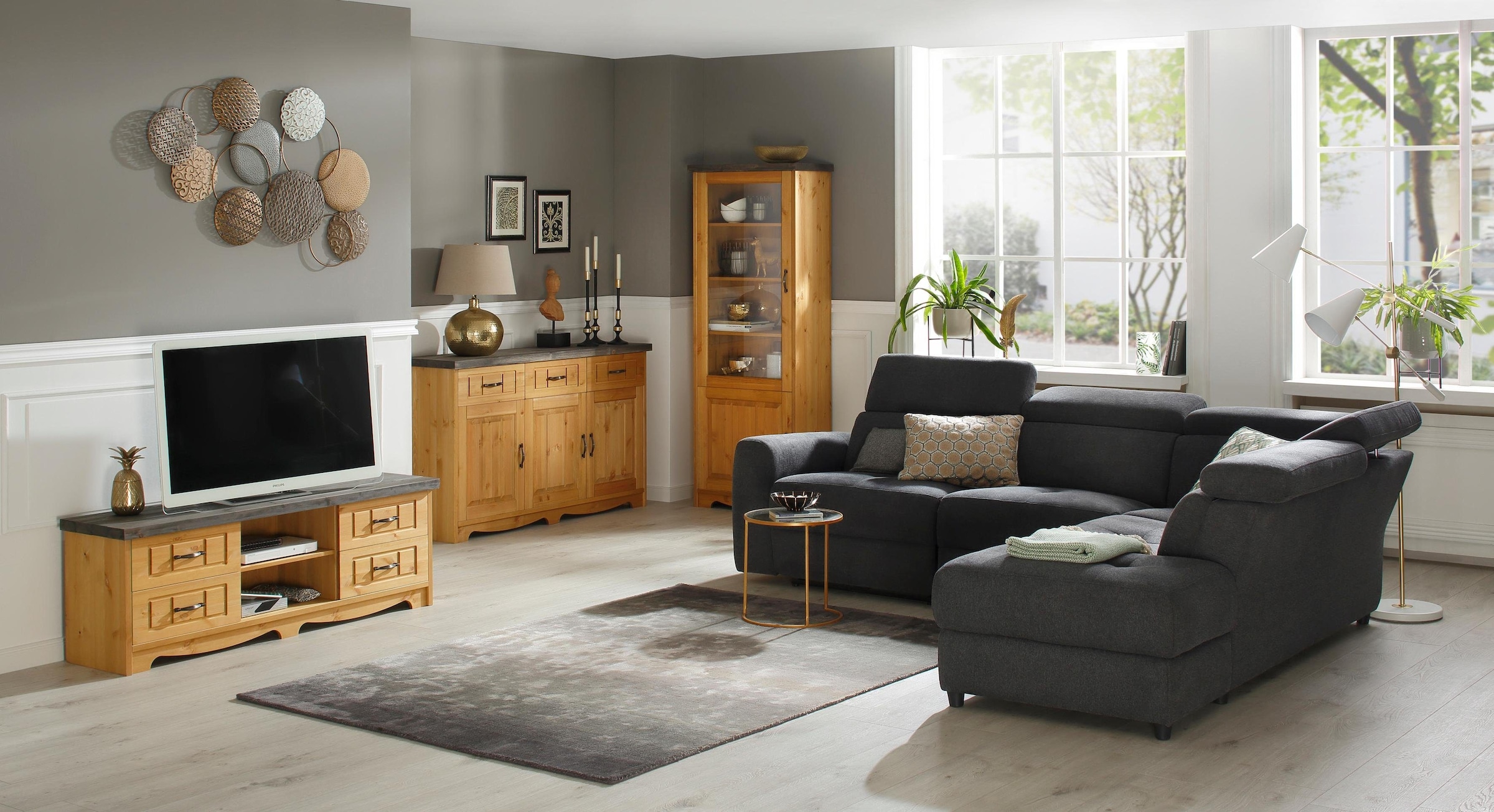 GOODproduct Sideboard »Trinidad Antique« Kommode, 148 cm, FSC® zertifiziertes Massivholz