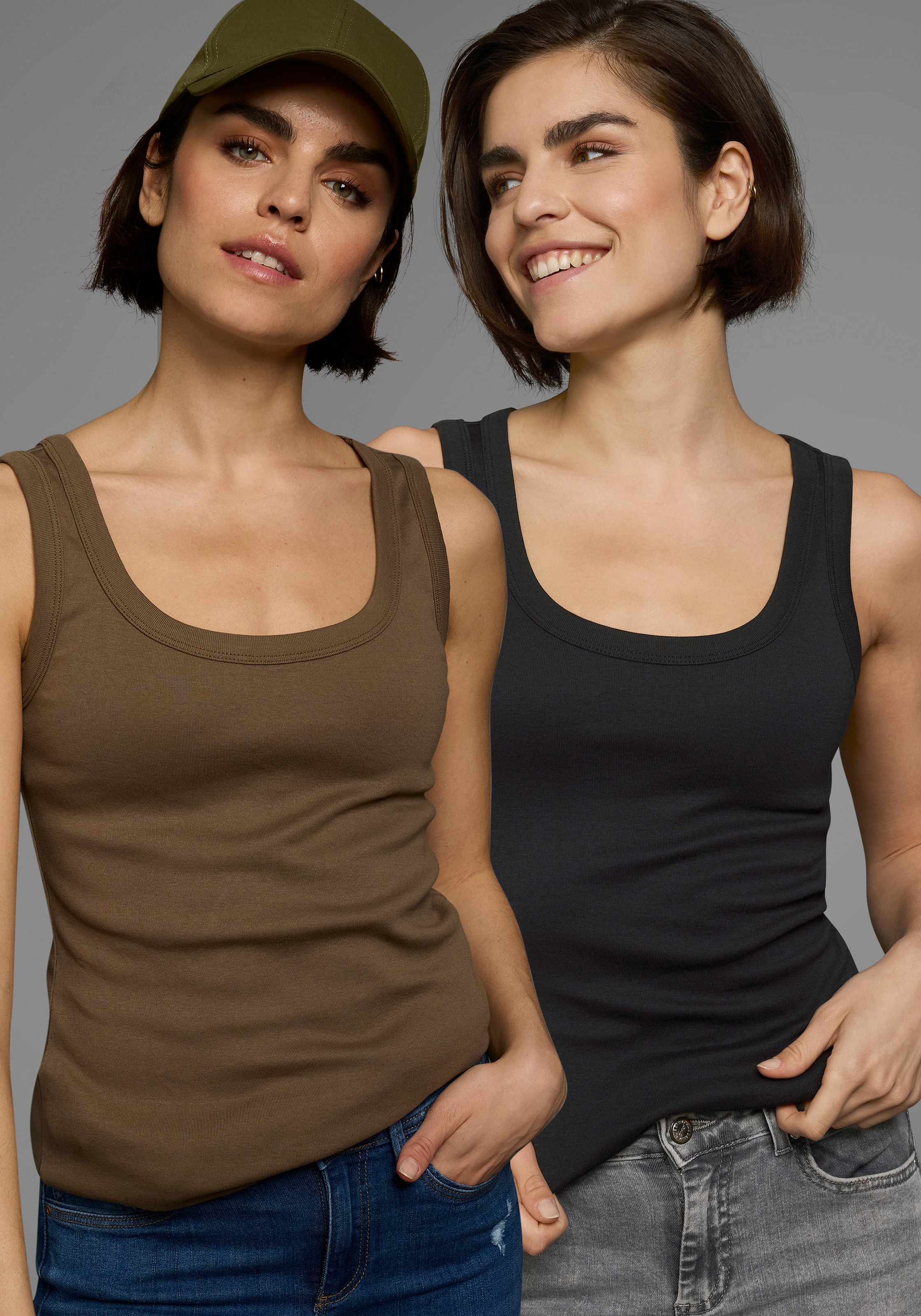 Flashlights Tanktop 2er-Pack,  sehr figurbetonte Passform, aus Baumwolle, mit Rundhalsausschnitt