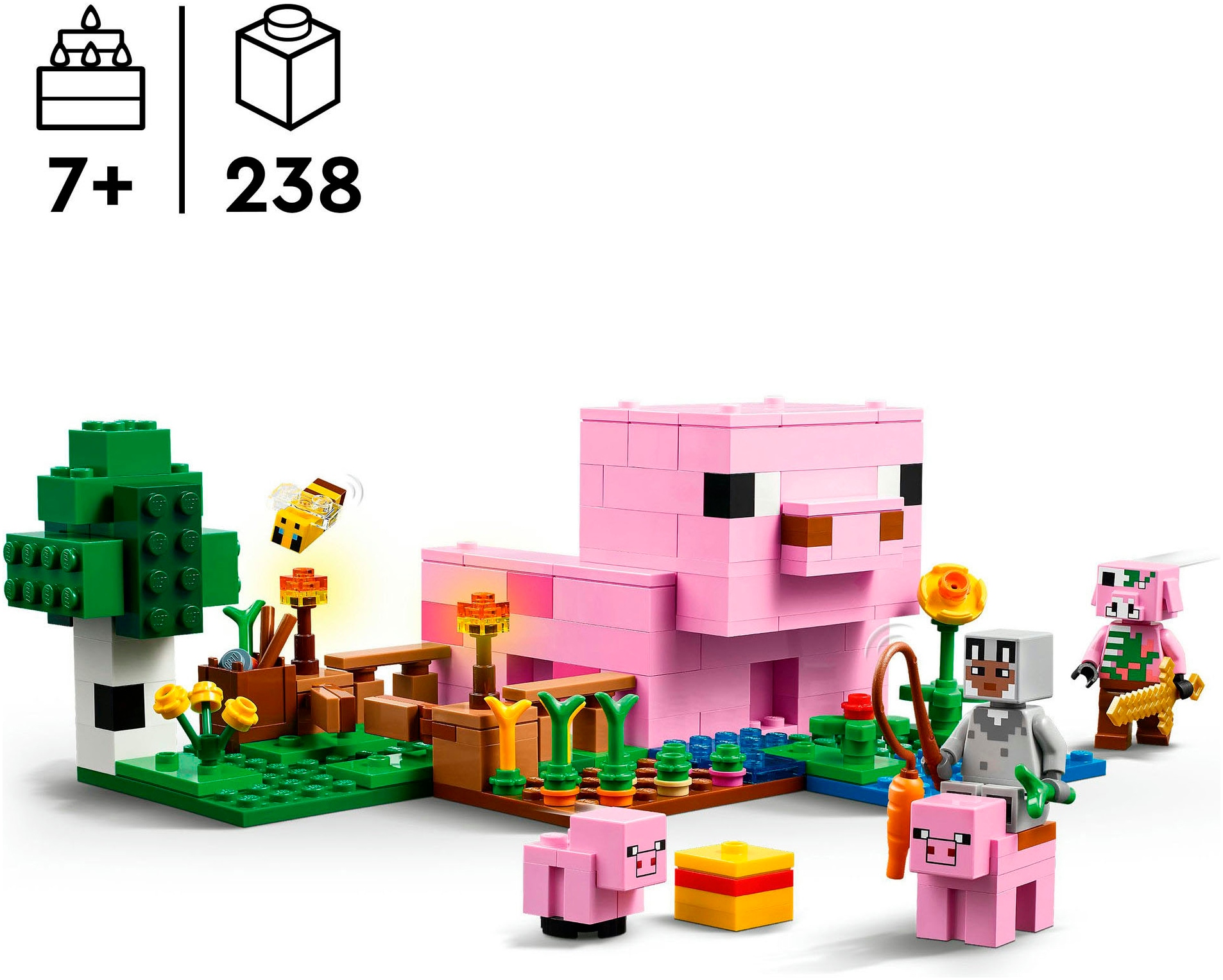 LEGO® Konstruktionsspielsteine »Das Babyschwein-Haus (21268), LEGO Minecraft« Made in Europe