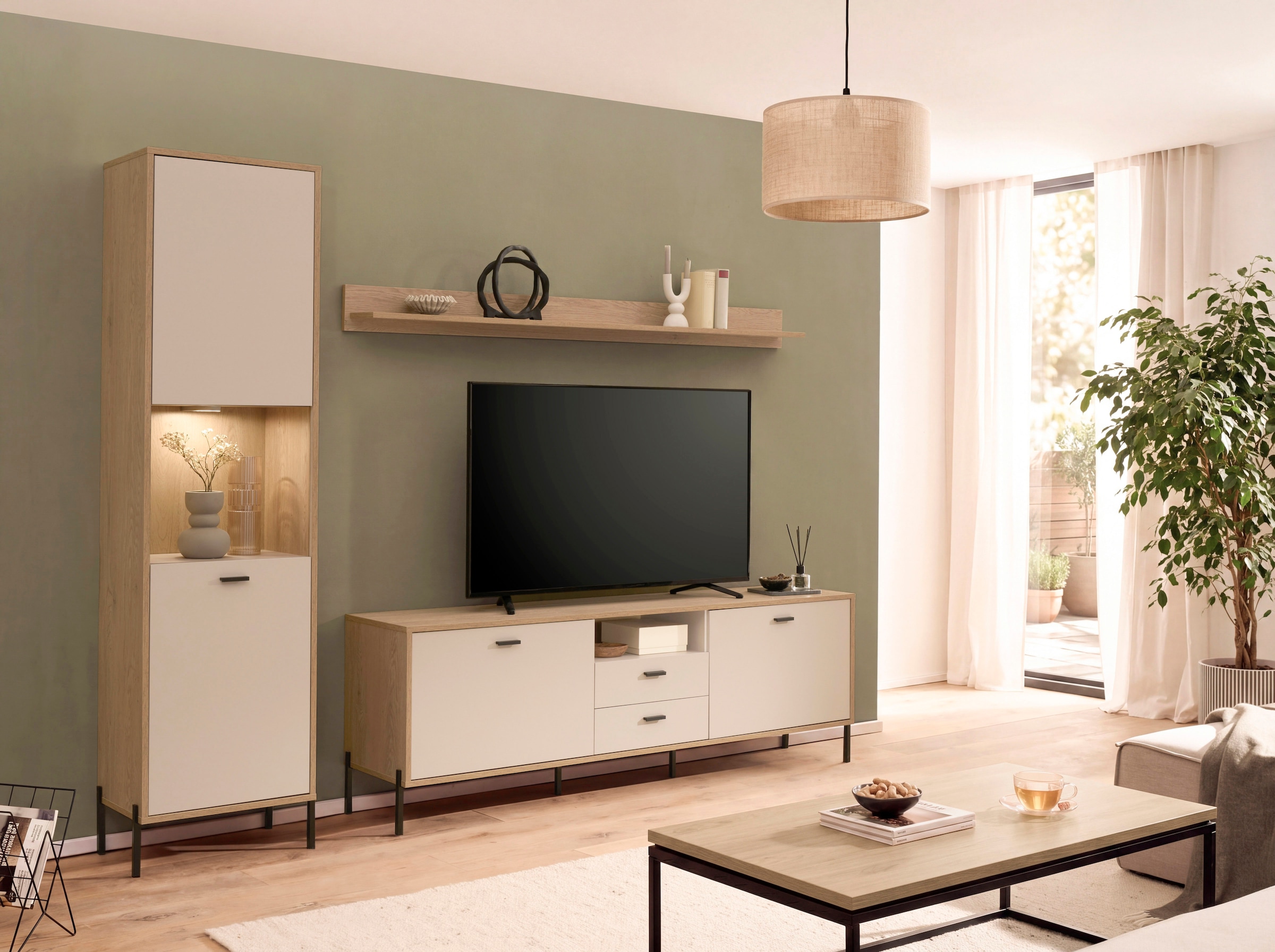 Home affaire Meuble mural »Fredericia, moderne Anbauwand, Komplettset in Kaschmir« Ensemble, 3 cuis tlg.