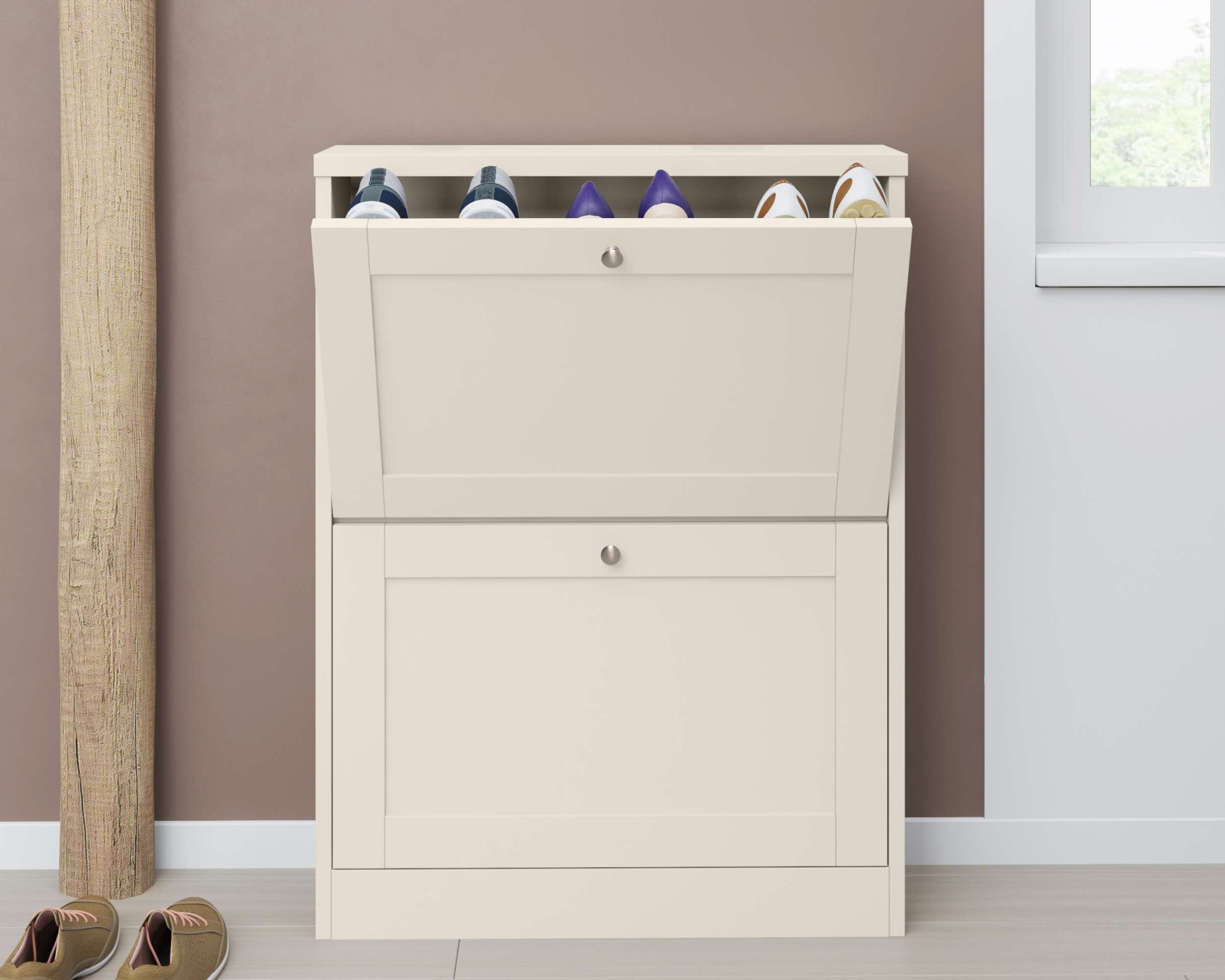 GOODproduct Armoire à chaussures »Heide« Largeur 70 cm, avec 2 volets et façade facettée