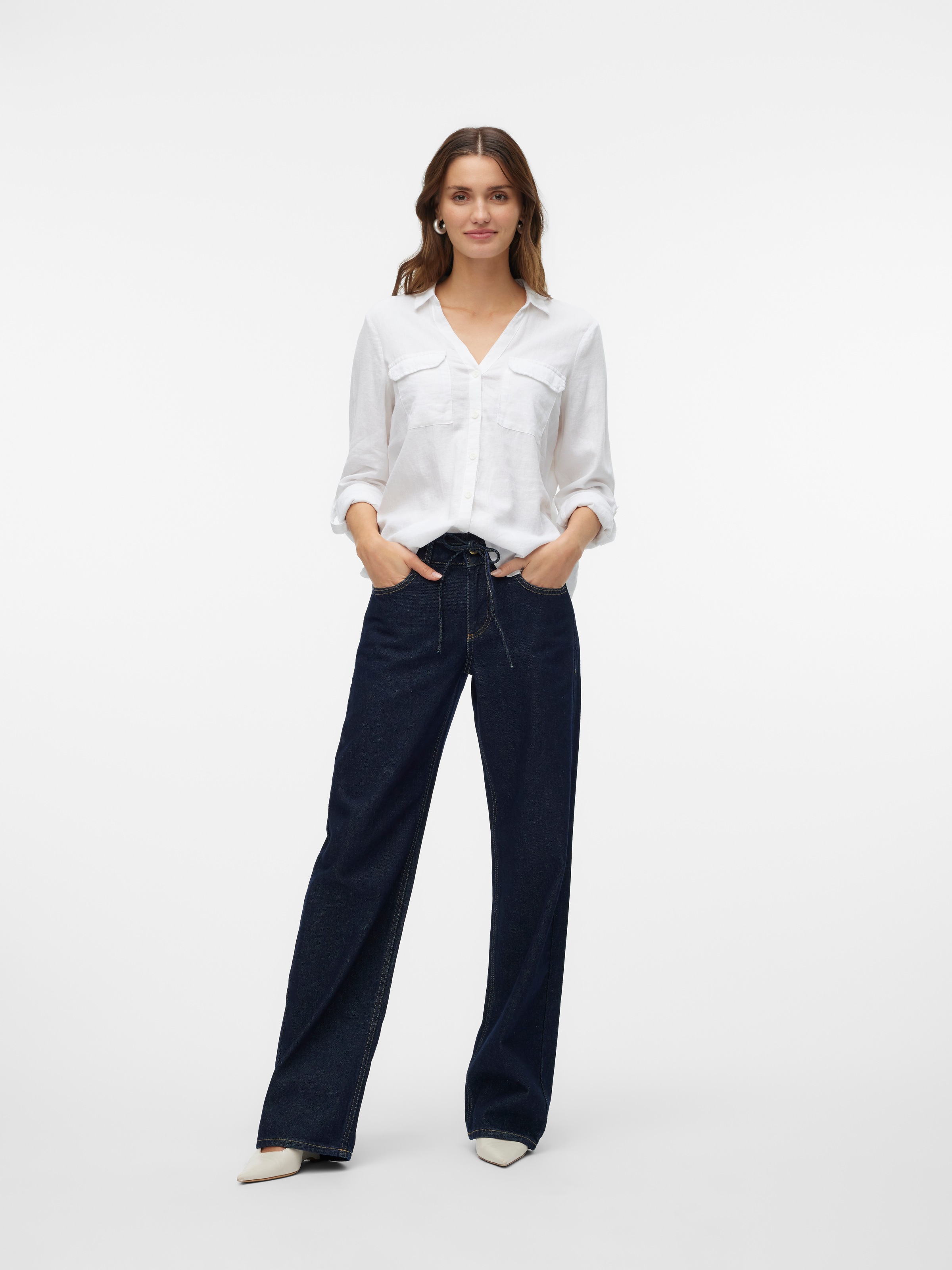 Vero Moda Blouse à manches longues »VMLINN BUMPY LS SHIRT WVN NOOS« Viskosemischung, regular fit, mit Leinen