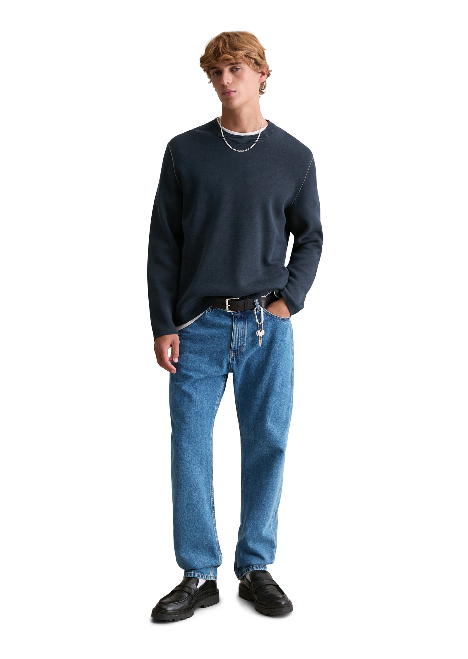 Marc O'Polo DENIM Pull à col rond regular fit, aus Double-Face-Cotton