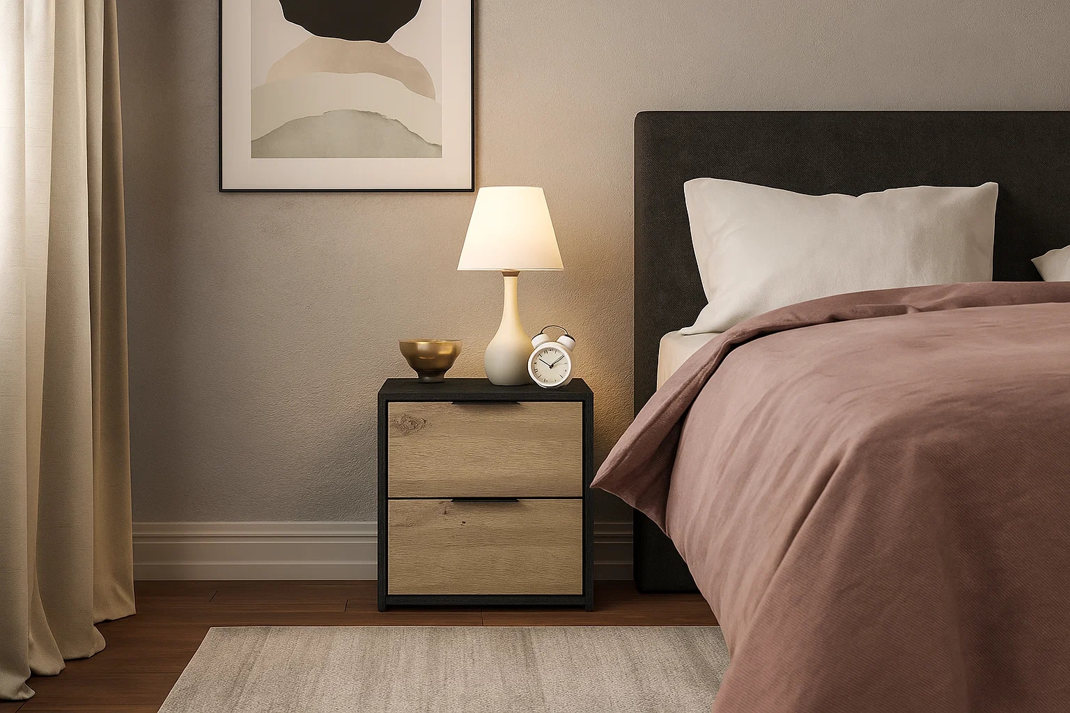 Home affaire Nachttisch »PERY Nachtkommode mit 2 Schubladen, Set 2 Stücke« Set,  Set, 2 St., zwei Stücke, Nachtschränke, Masse B/T/H: 44,2/35/45,9 cm