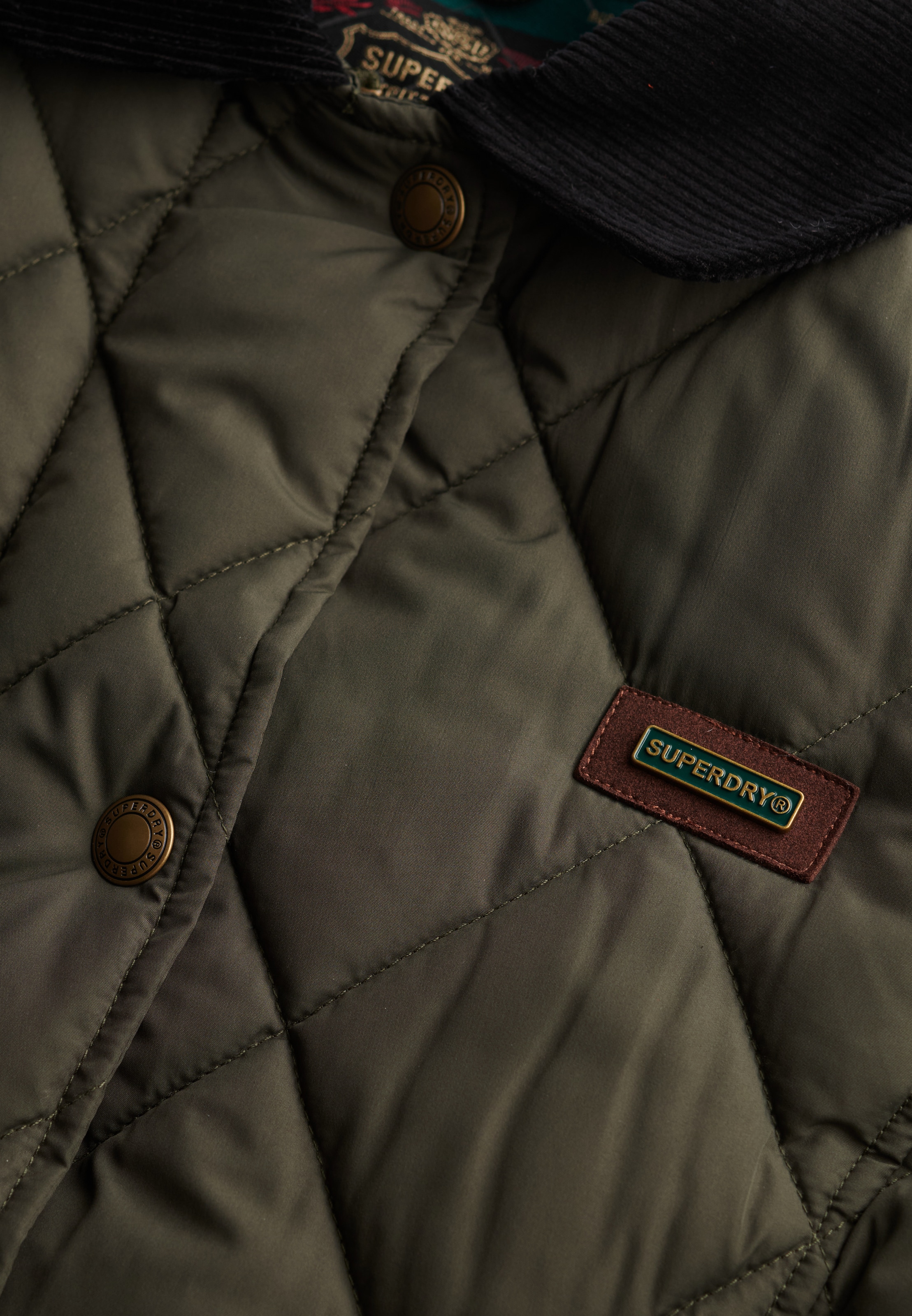 Superdry Steppjacke »CORD TRIMMED LINER JACKET« ohne Kapuze