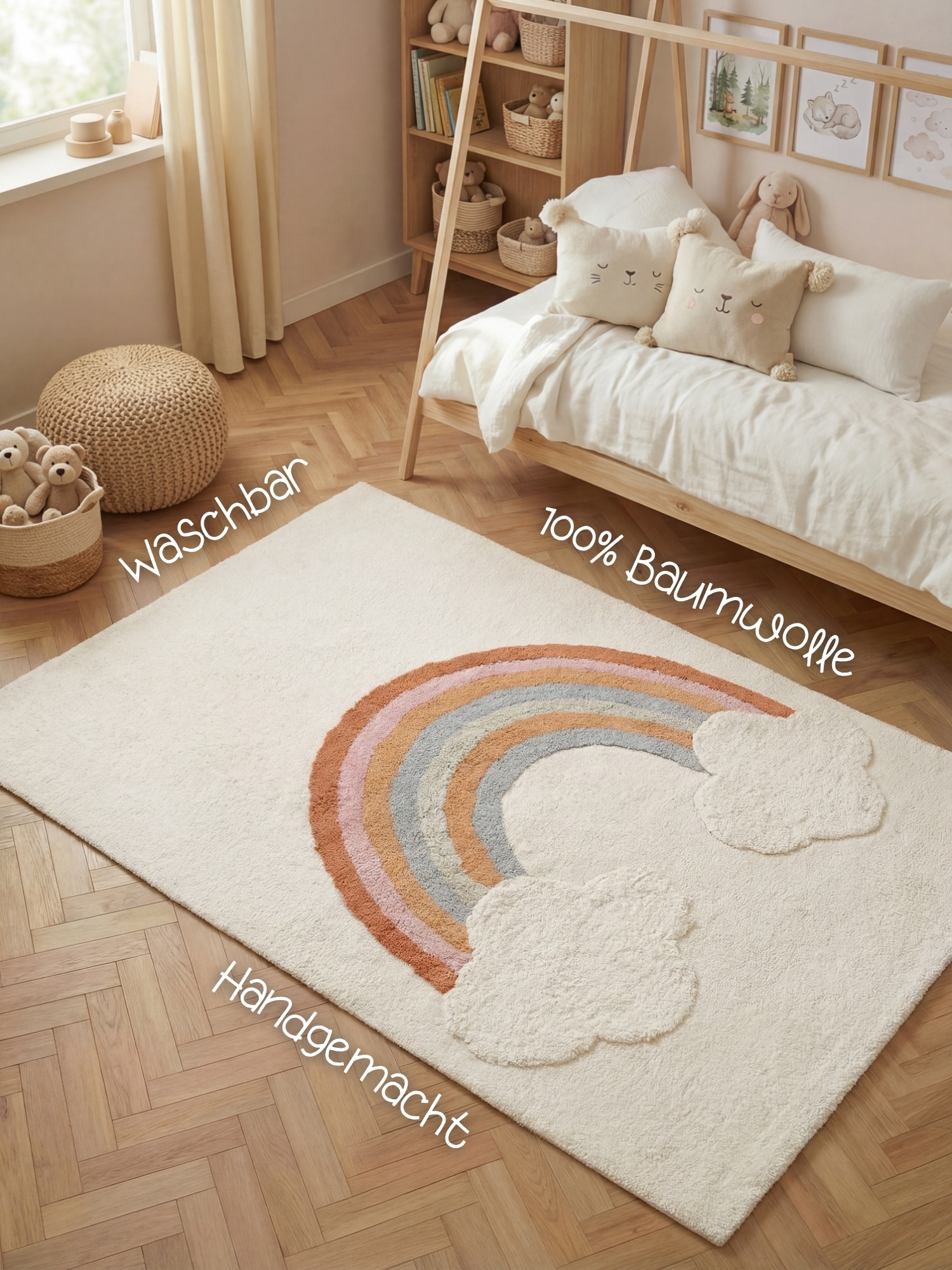 HANSE Home Kinderteppich »Petite Melodie« rechteckig 10 mm Höhe Waschbar, Handgemacht, Baumwolle, Rutschfest Spielteppich Kinderzimmer