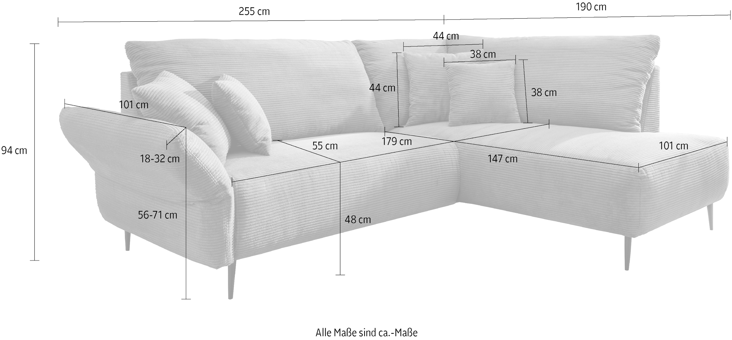 Home affaire Canapé d'angle »Vanilla L-Form« Armlehnenfunktion