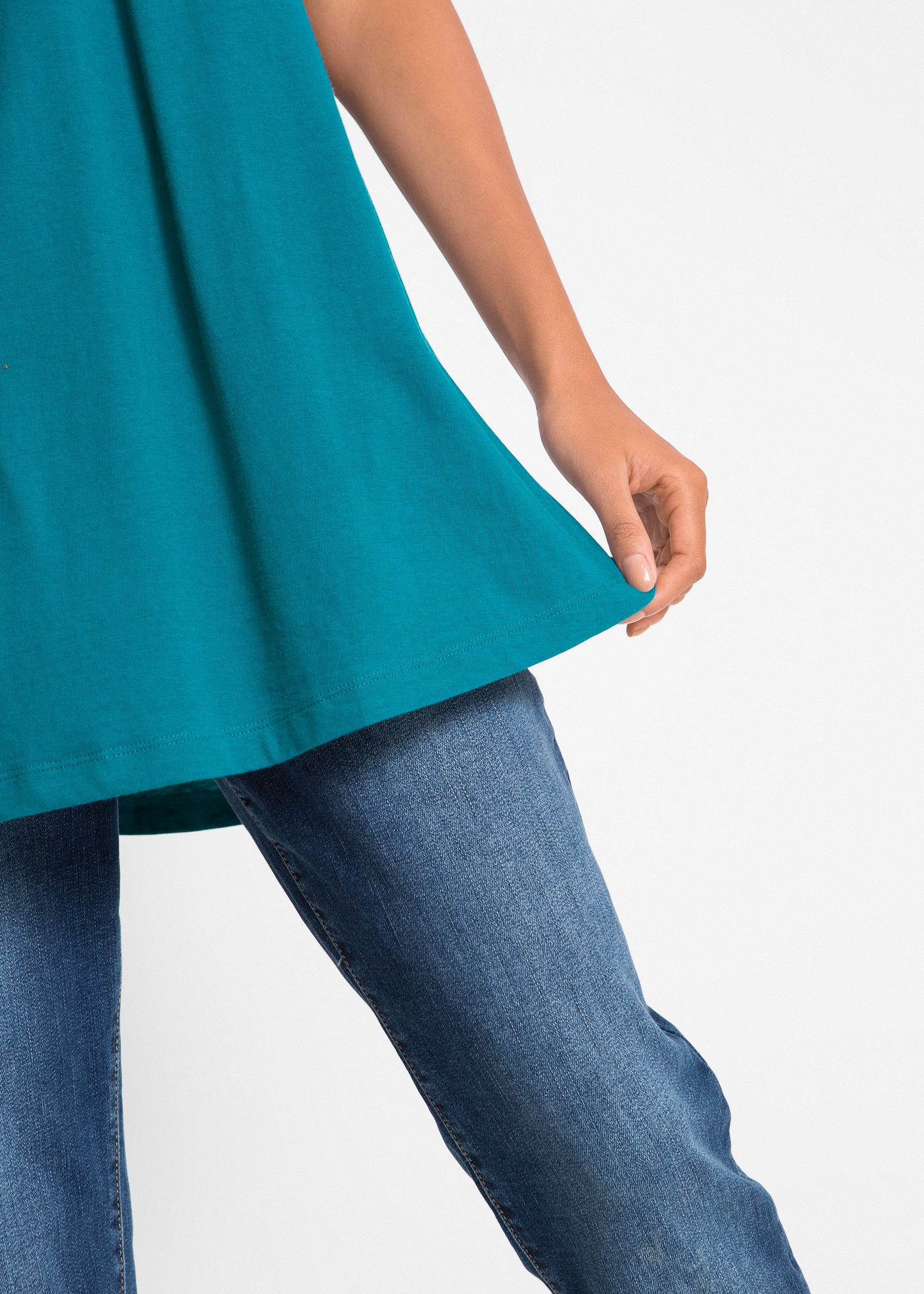 bonprix T-shirt »T-Shirt in A-Linien-Form, kurzarm« A-Linie, Kurzarm, aus Baumwolle und Viskose