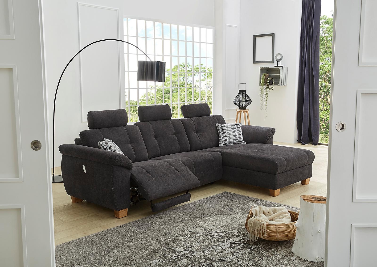 Jockenhöfer Gruppe Ecksofa »Savona L-Form, B: 299  cm« mit elektr. Relaxfunktion, USB, 2 Zierkissen & 3 Kopfstützen