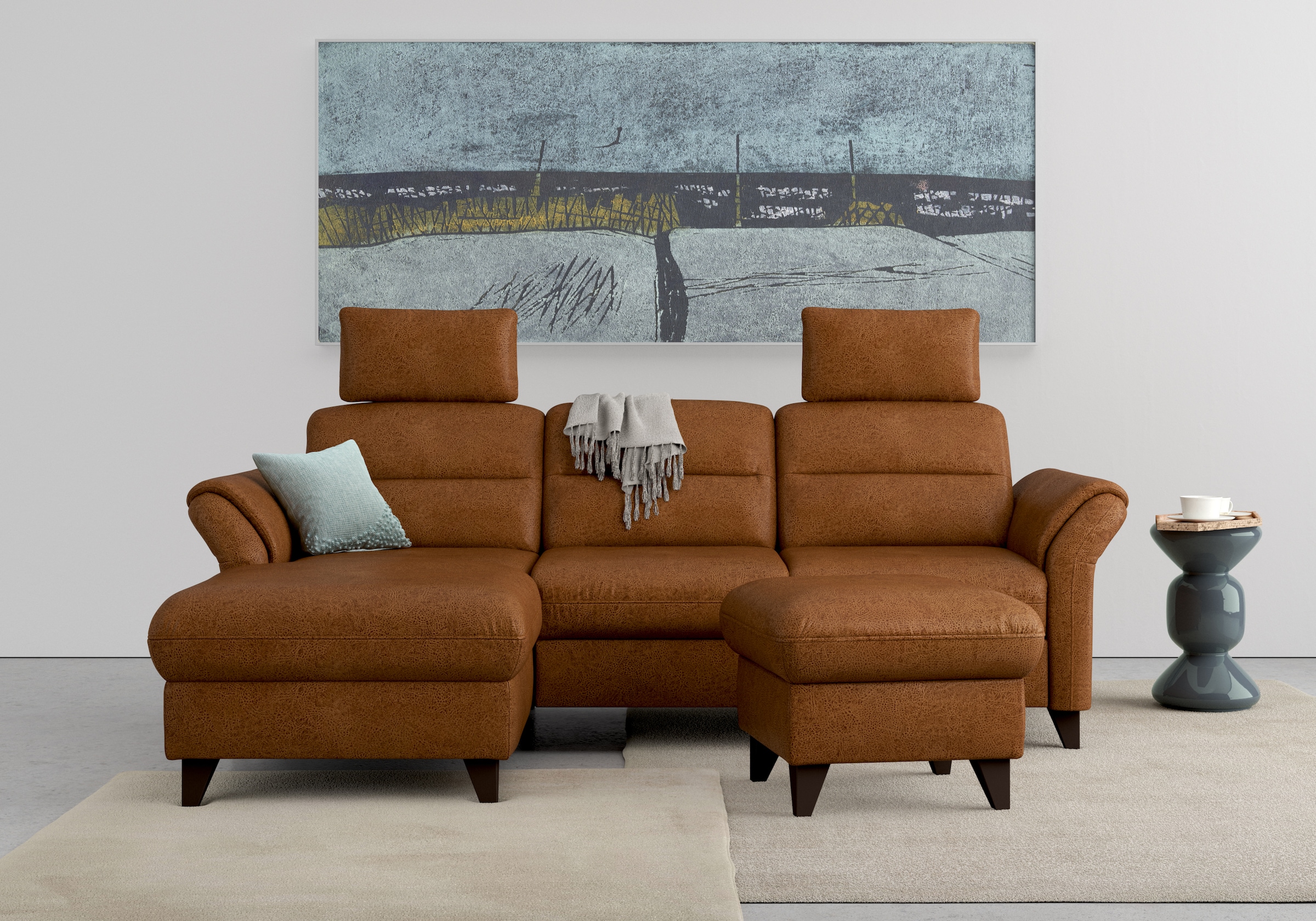 sit&more Canapé d'angle »Mellum L-Form« Federkern, wahlweise mit Bettfunktion, Bettkasten und Armteilfunktion