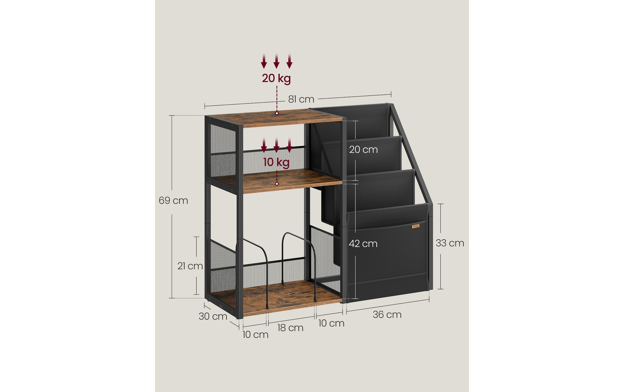 VASAGLE Table d'appoint »81 x 68 cm«