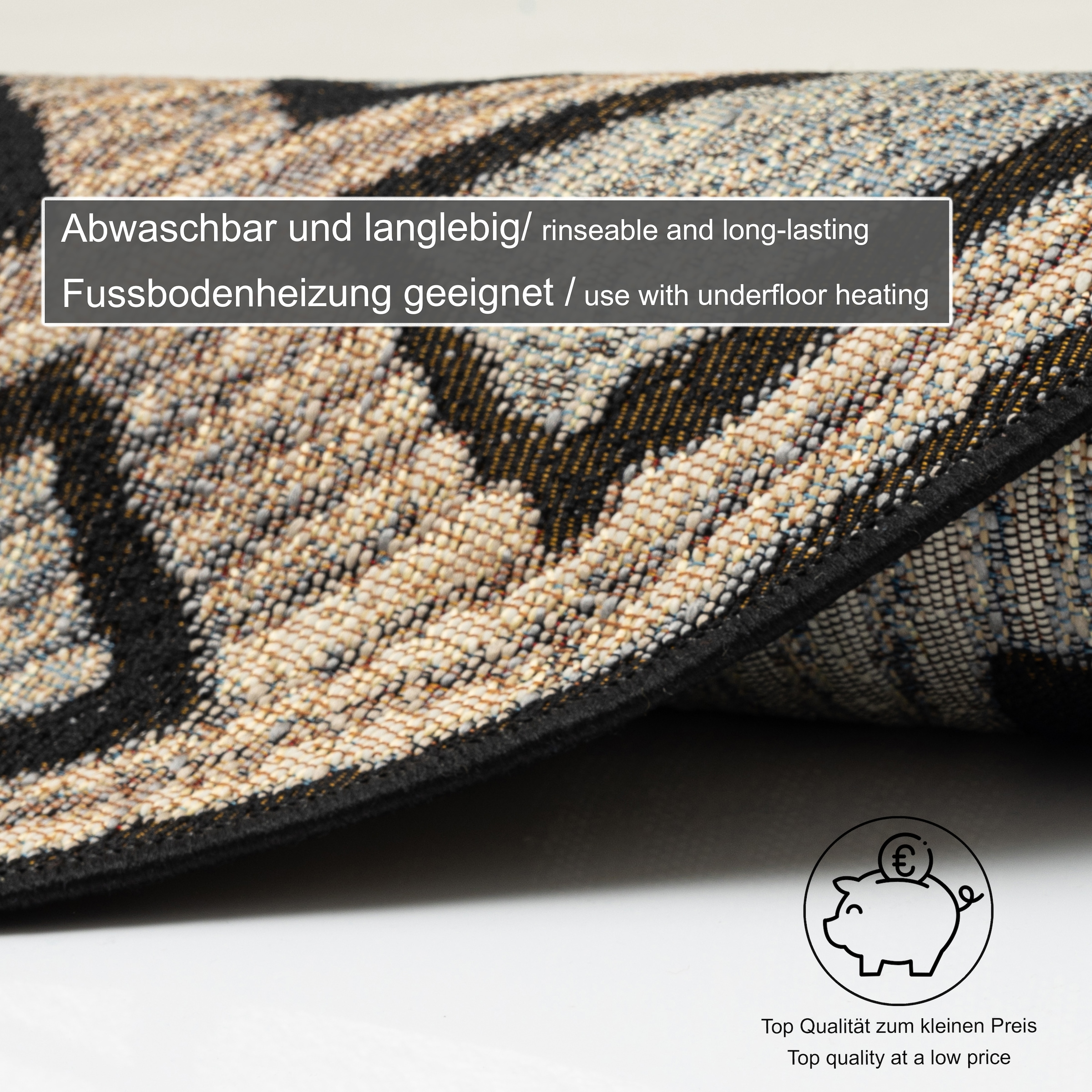 Gino Falcone Tapis »Outdoor-Africa 44« Rond 5 mm Höhe tissu plat, adapté intérieur et extérieur, salon