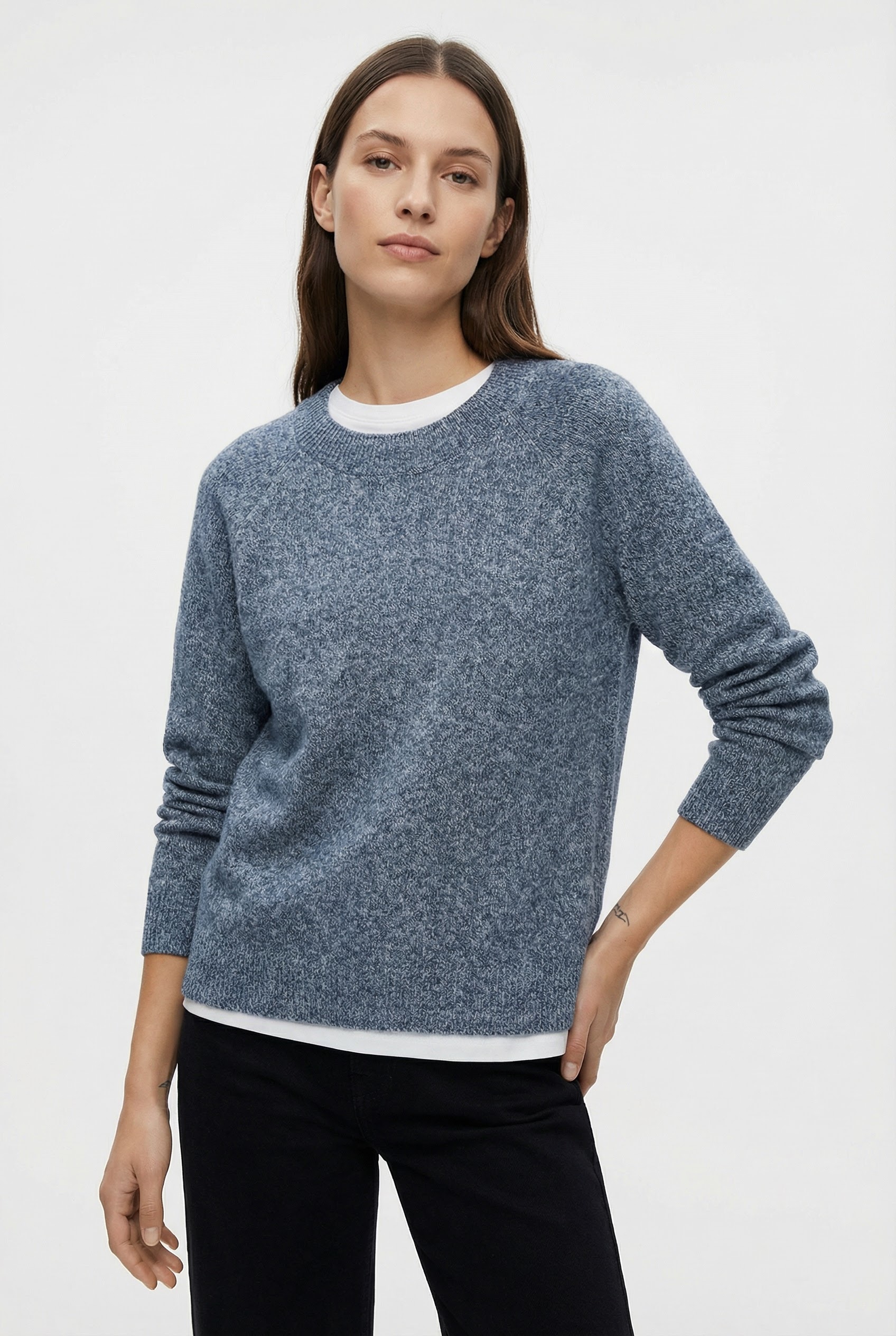Vero Moda Pull à col rond »VMDOFFY LS O-NECK BLOUSE GA NOOS« Materialmix, regular fit