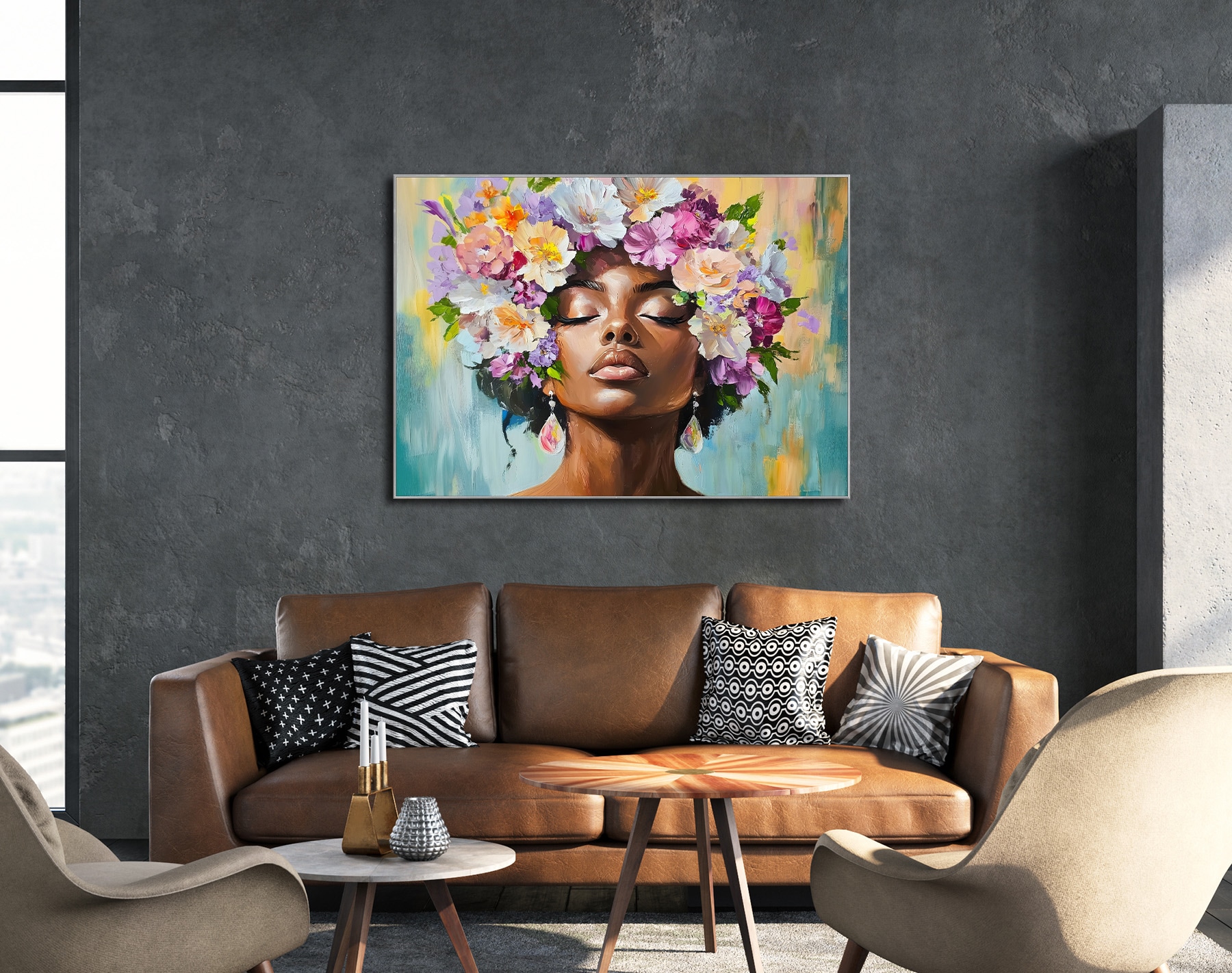 Bönninghoff Peinture à l'huile »handarbeit gerahmt FRAU 78x118 cm – Wandbild Deko elegant« Femme | Fleurs | Portrait 1 cuis tlg. fabriqué à la main, chaque image est unique, cadre à joint creux