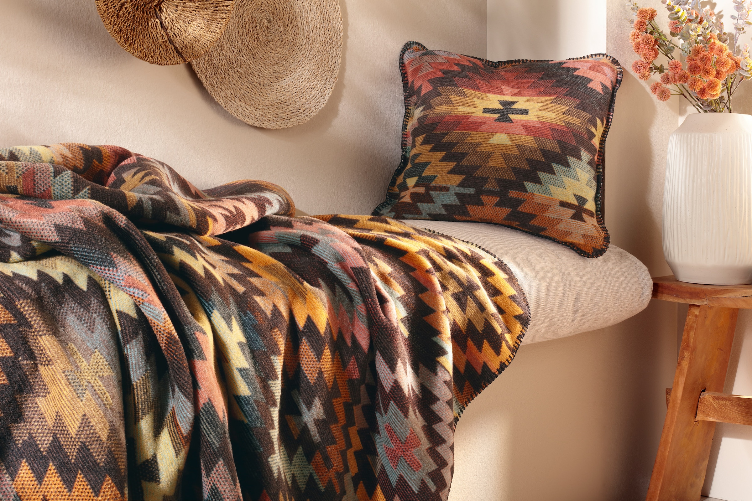 Biederlack Coussin décoratif »Nomad« markantes Ikat-Dessin