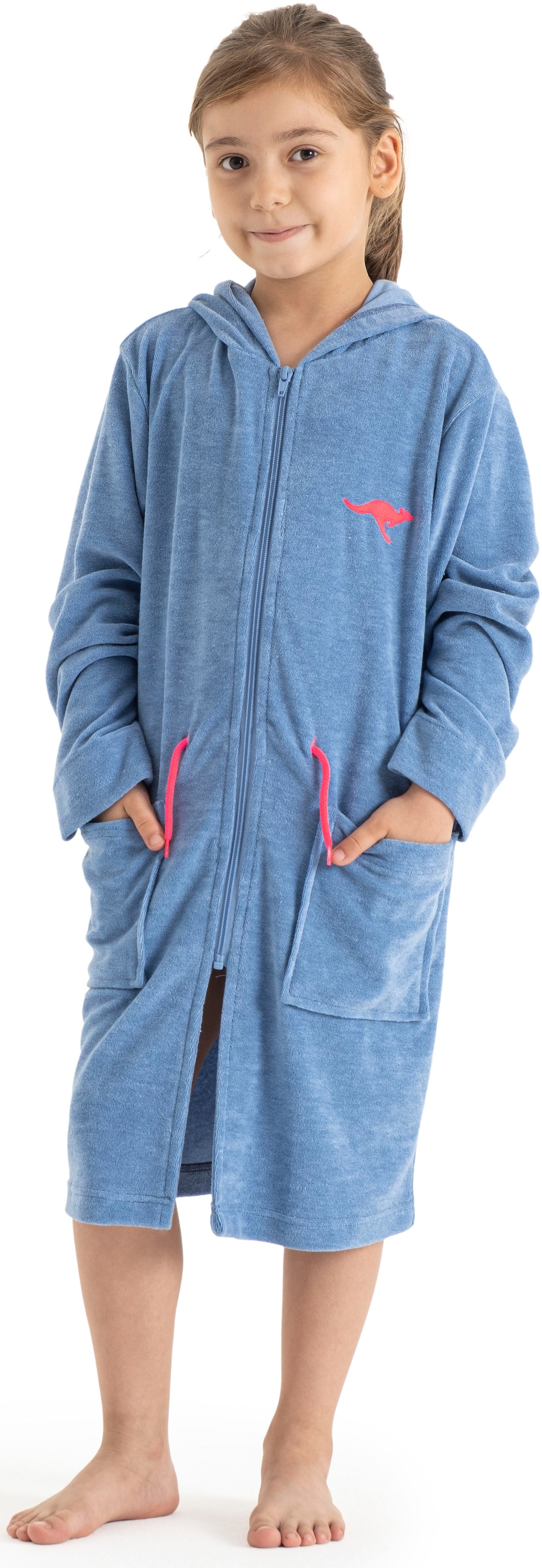 KangaROOS Kinderbademantel »Kira, Ideal für Zuhause, Schwimmbad oder im Urlaub« 1 Stk. tlg., modernen, sportliches Design, leuchtenden Akzenten