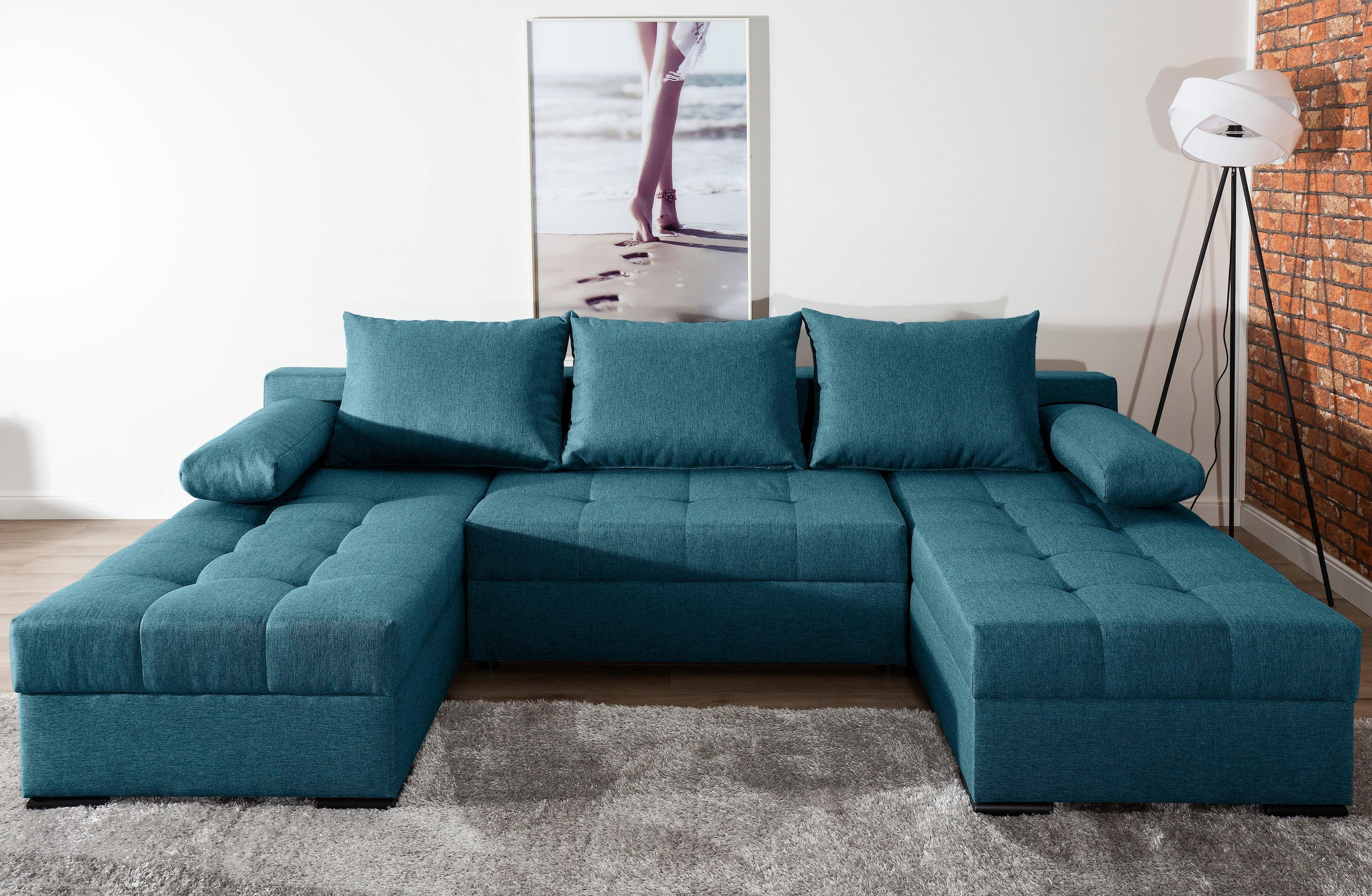 COLLECTION AB Wohnlandschaft »Josy U-Form, B: 269 cm« mit Bettfunktion & Bettkasten, Federkern