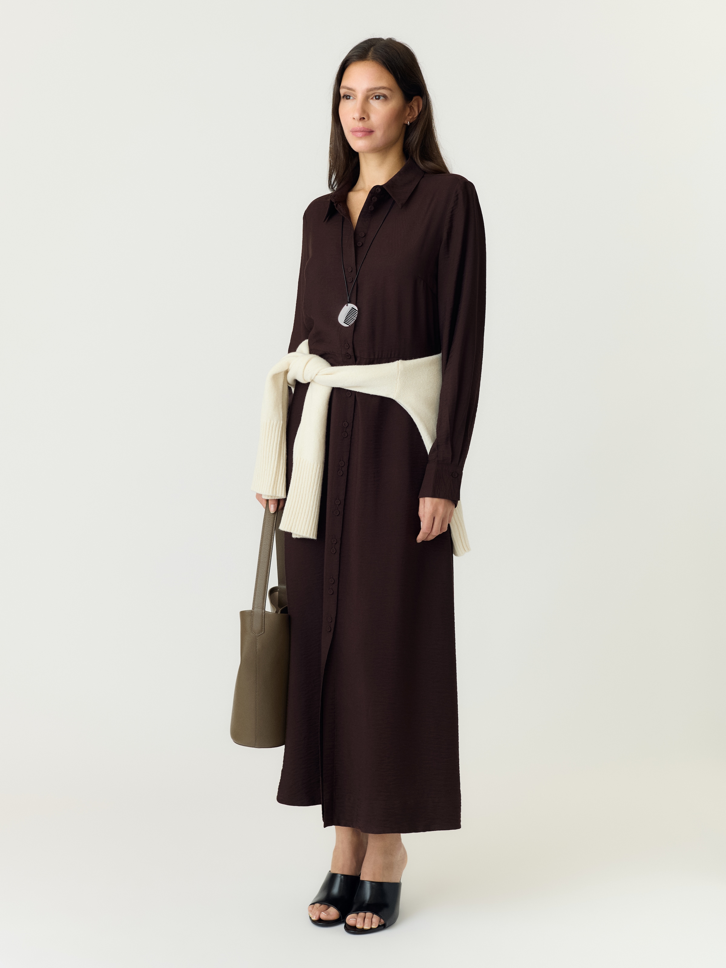 Y.A.S Blusenkleid »YASSAFERA LS LONG SHIRT DRESS S. NOOS« Viskosemischung, regular fit