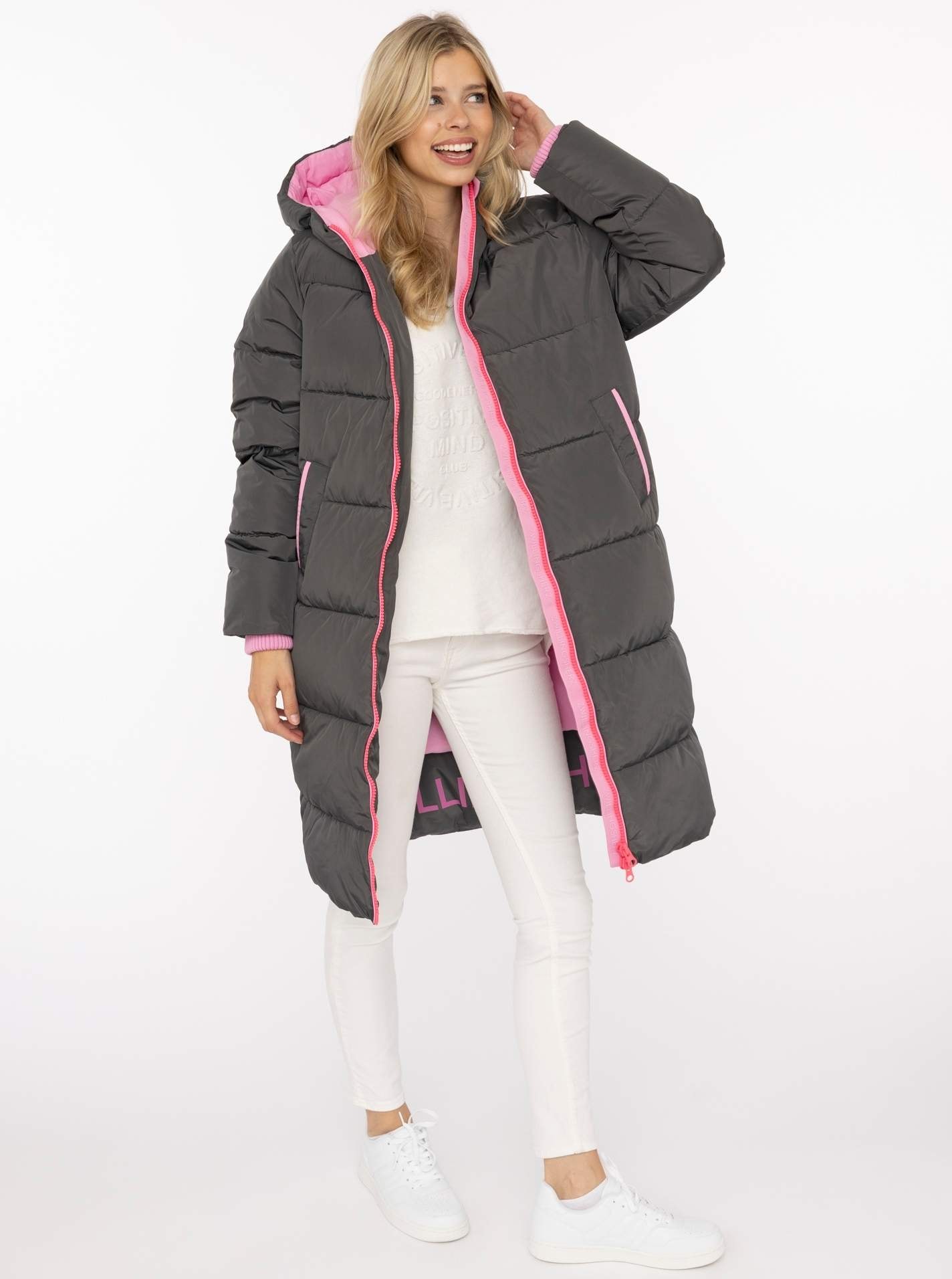 Zwillingsherz Steppmantel »„Cozy“« Kapuze, farbliche Details, Reissverschluss, elastische Bündchen