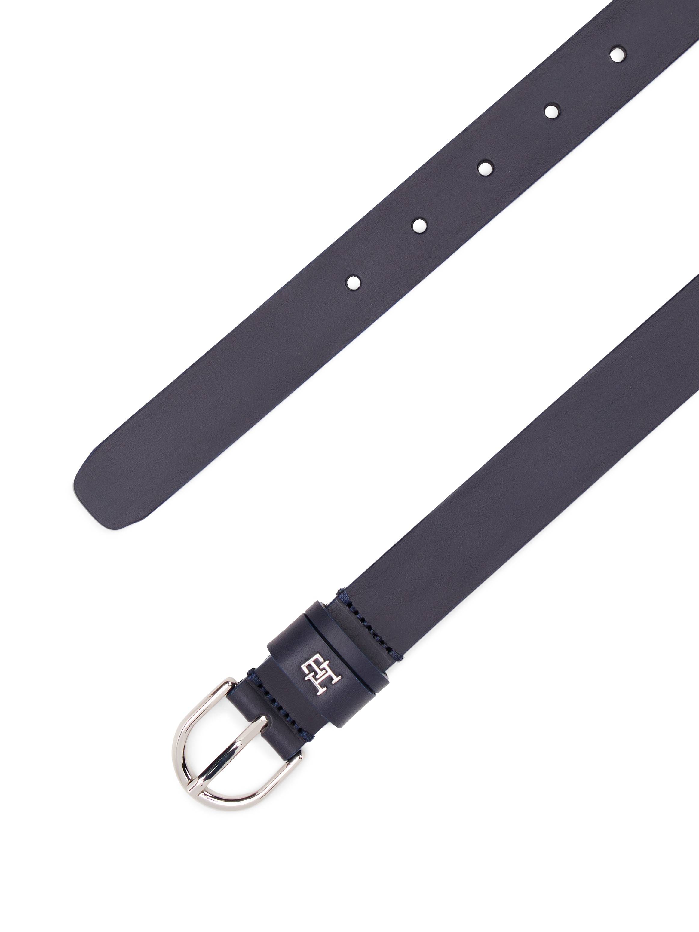 Tommy Hilfiger Ceinture en cuir »ESSENTIAL EFFORTLESS 2.5 cm breit SILVER« Boucle ardillon simple, emblème en métal