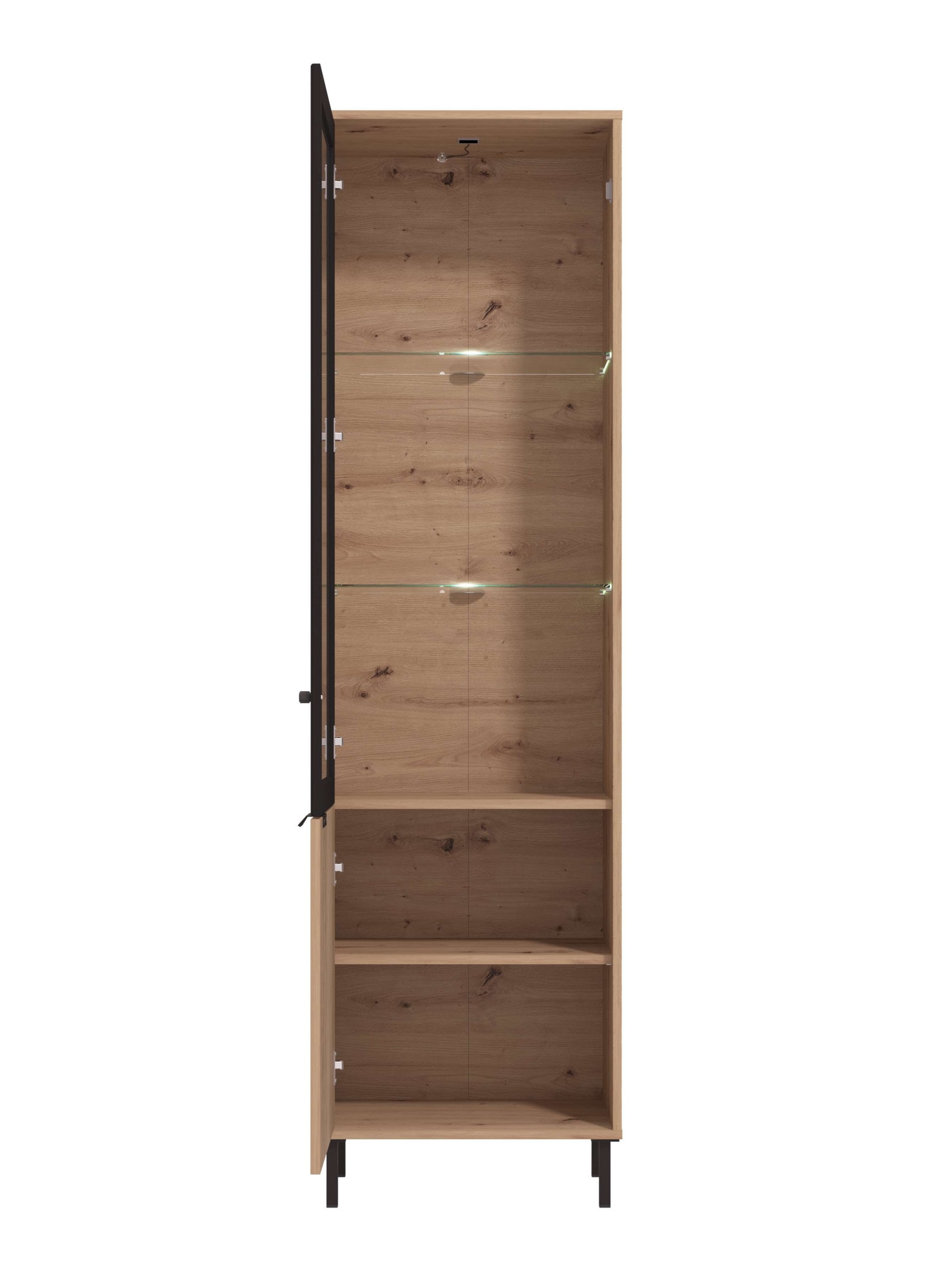 Home affaire Vitrines »Mayenne Vitrinenschrank, Standvitrine, Showcase, B/H: 54,5/195 cm« Holztür mit Rillen-Optik, Glastür, Modernes Design