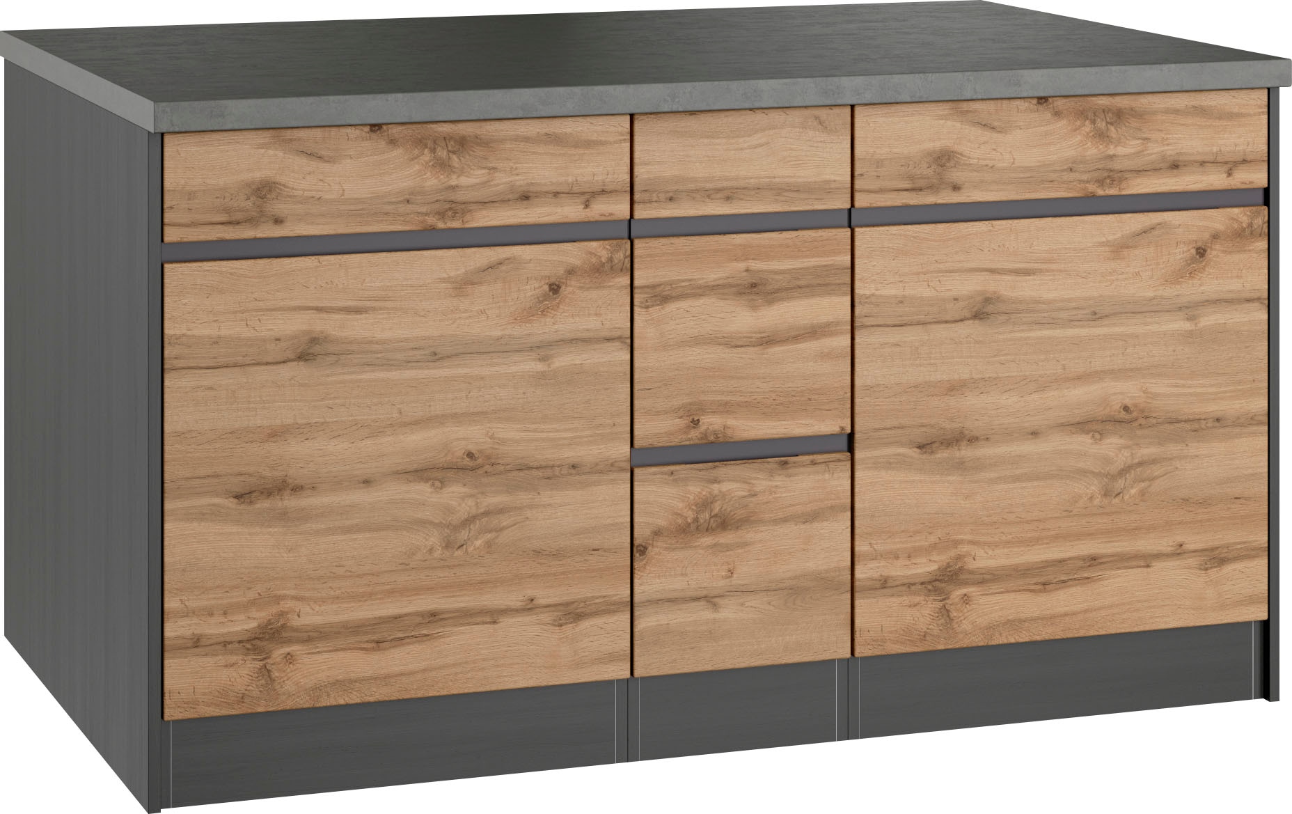 KOCHSTATION Îlot de cuisine »KS-Riesa« largeur 153 cm, profondeur 100 cm, façades MDF
