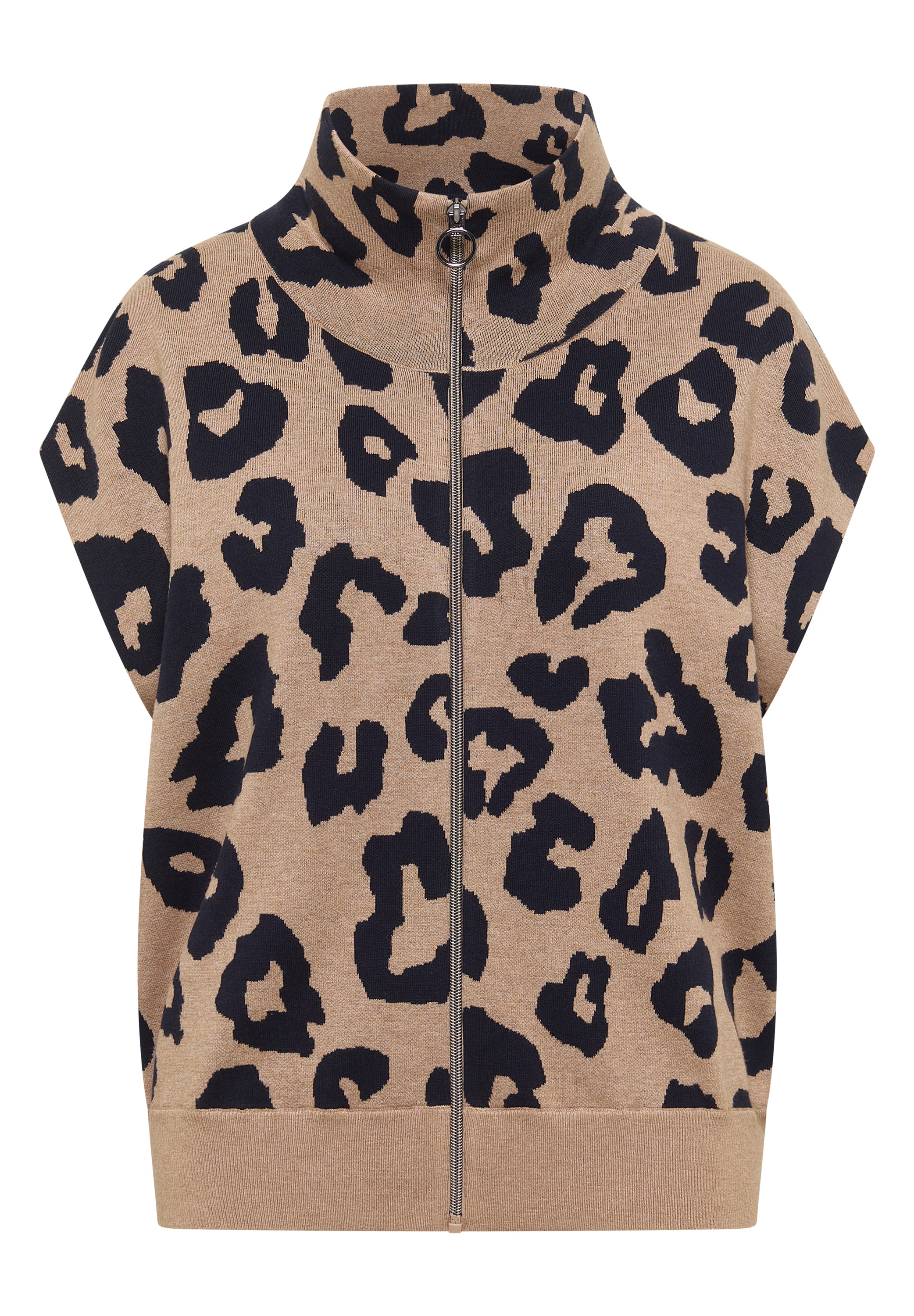 Cecil Strickweste ärmellos, mit Animal Print, grosser Kragen