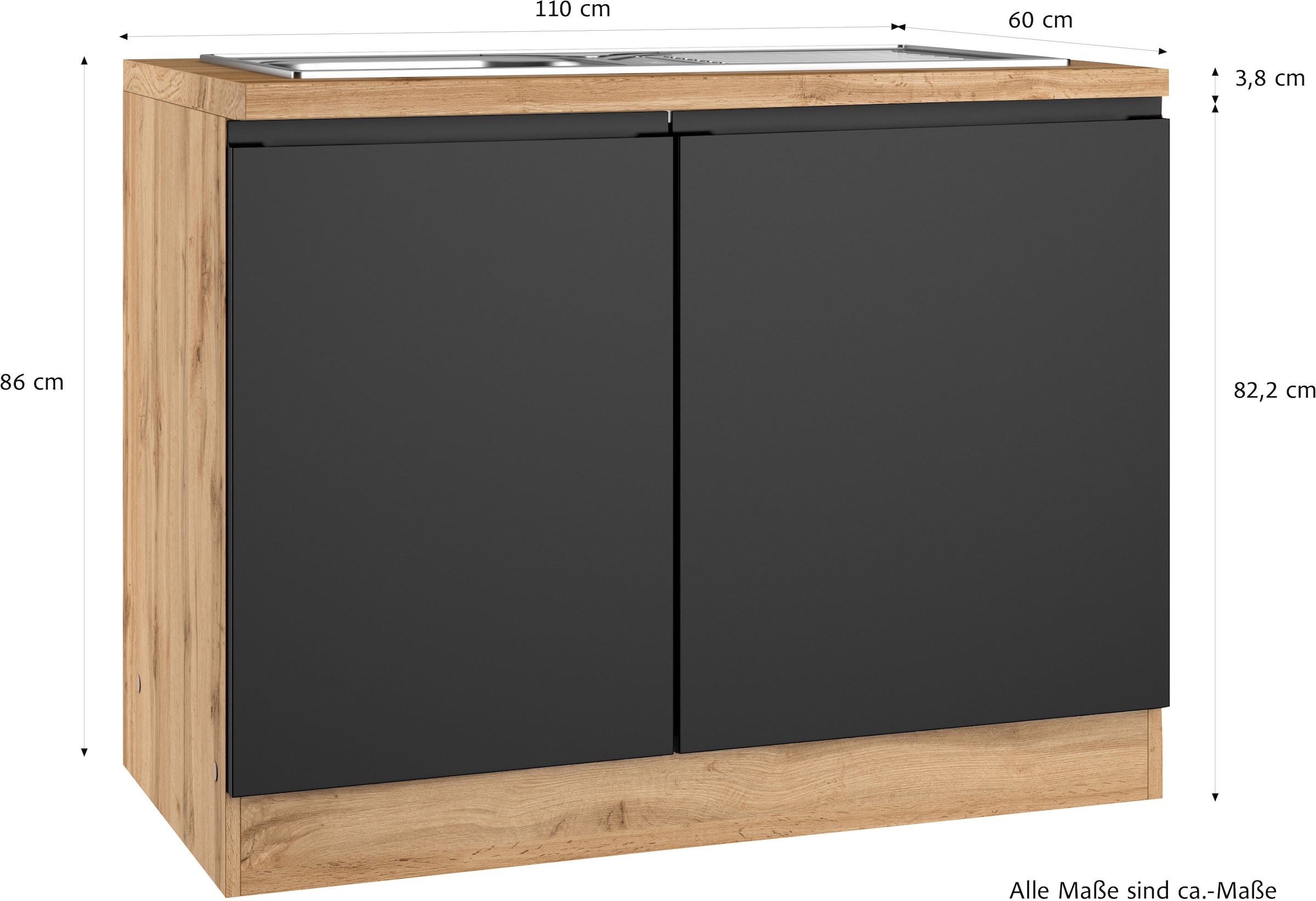 KOCHSTATION Meuble évier »KS-Virginia,neu in verbesserter Ausführung« Rangement, Softclose, sans robinet,  largeur 110 cm, évier encastré inclus, fermeture douce