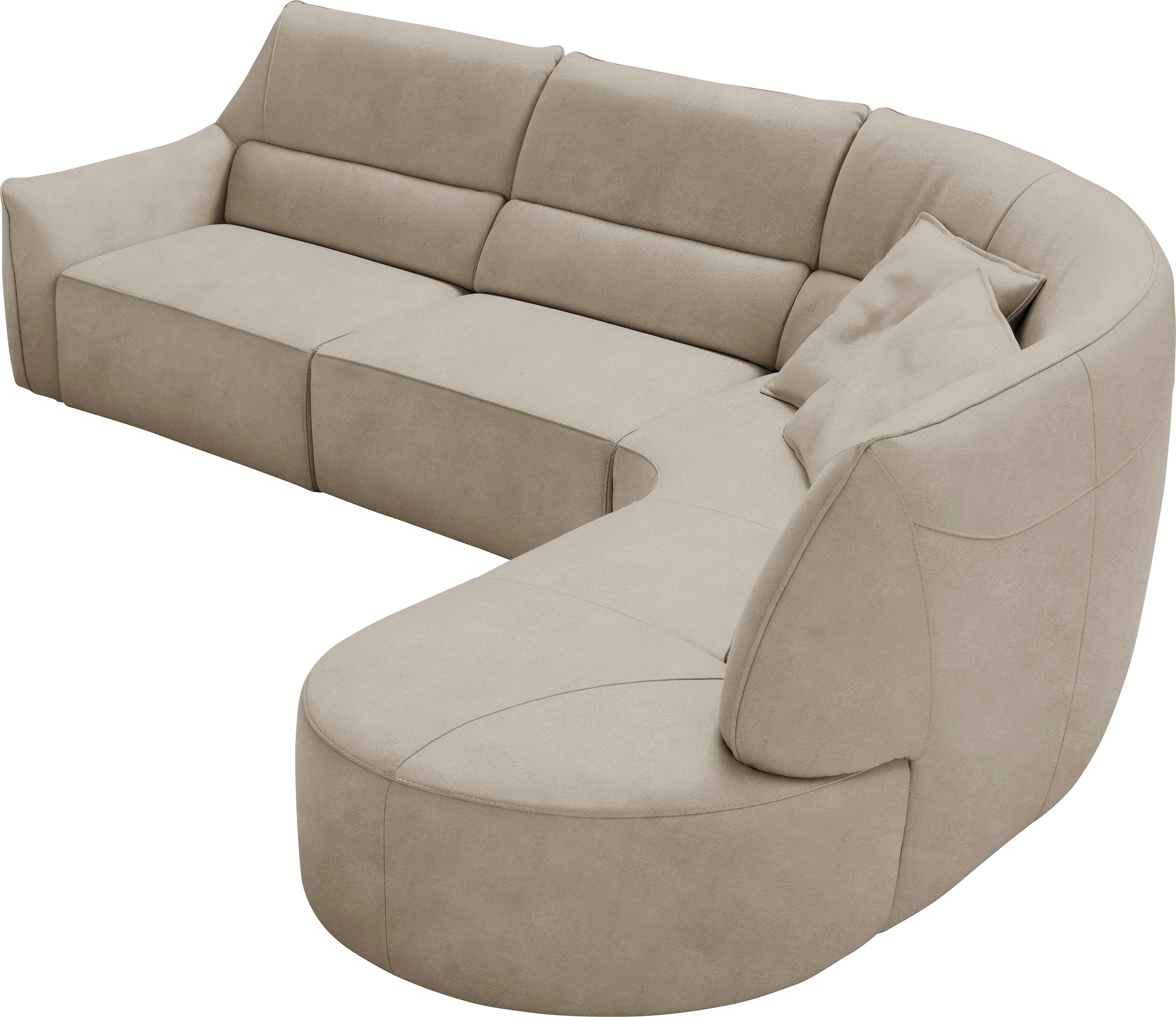 Egoitaliano Canapé d'angle »Puffy, extravagant & edel, Retro Designsofa, hoher Sitzkomfort, L-Form« mit Ottomane, wahlweise mit und ohne elektrischer Relaxfunktion