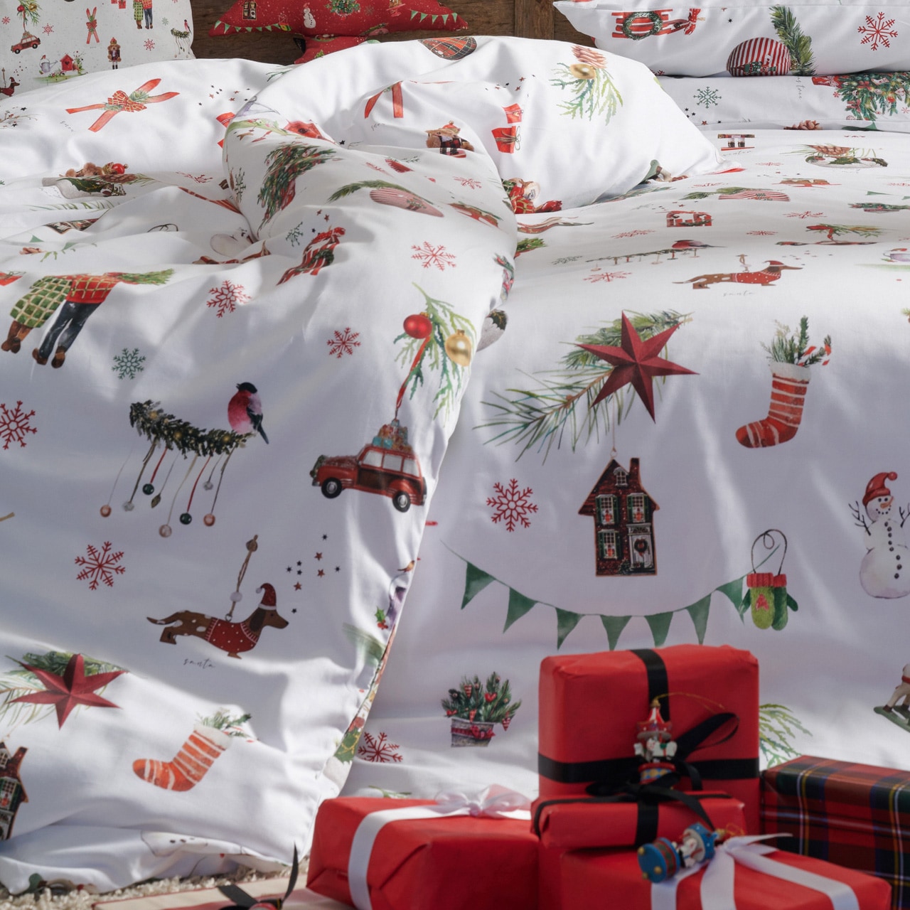 APELT Bettwäsche »Finn« 2 Stk. mit Weihnachtsmotiven