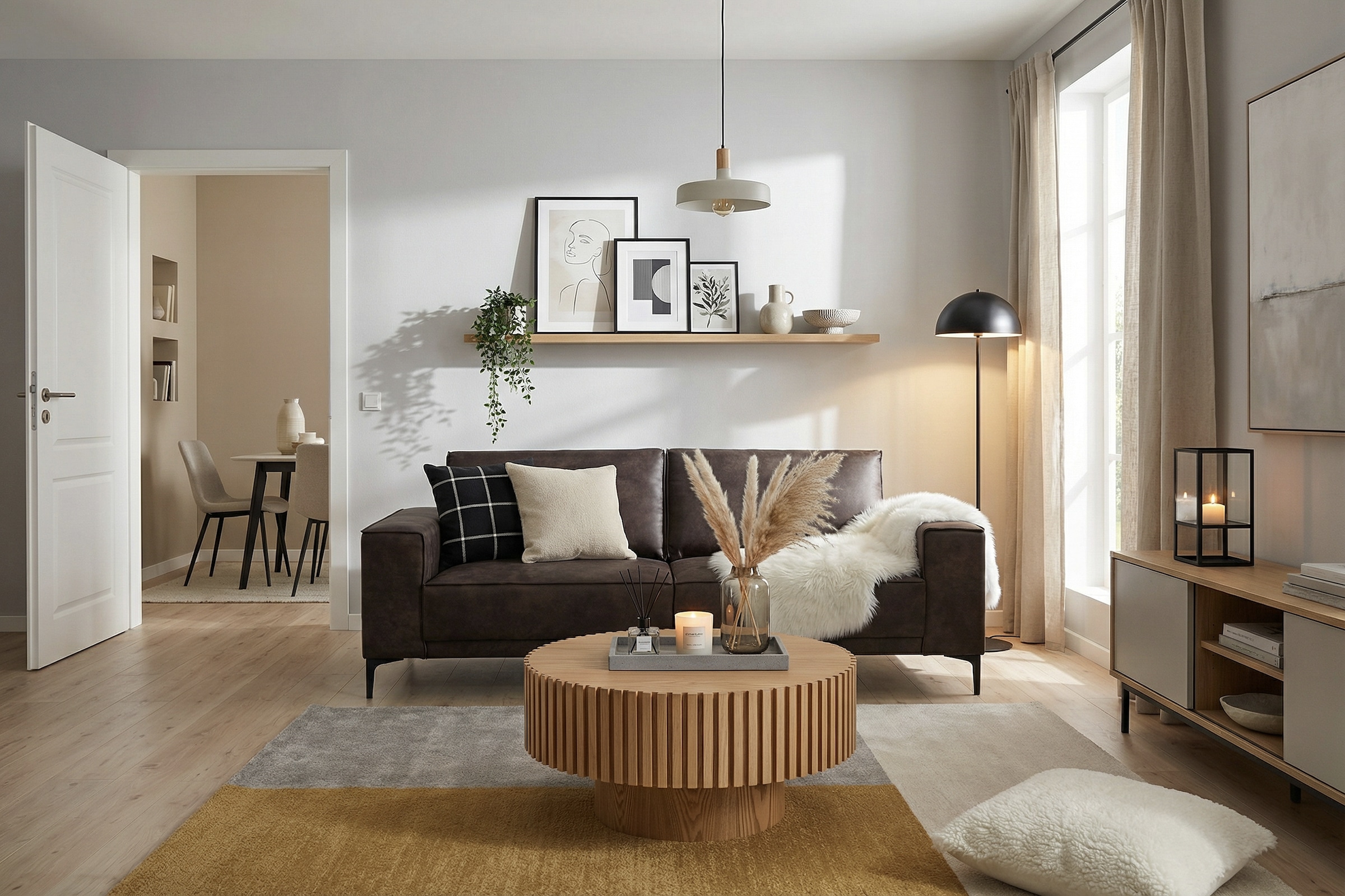 GOODproduct 3-places »OLAND Luxus-Microfaser, Sofa, B: 224 cm, Skandi-Design« structure, tissu plat, microfibre de luxe, bouclé