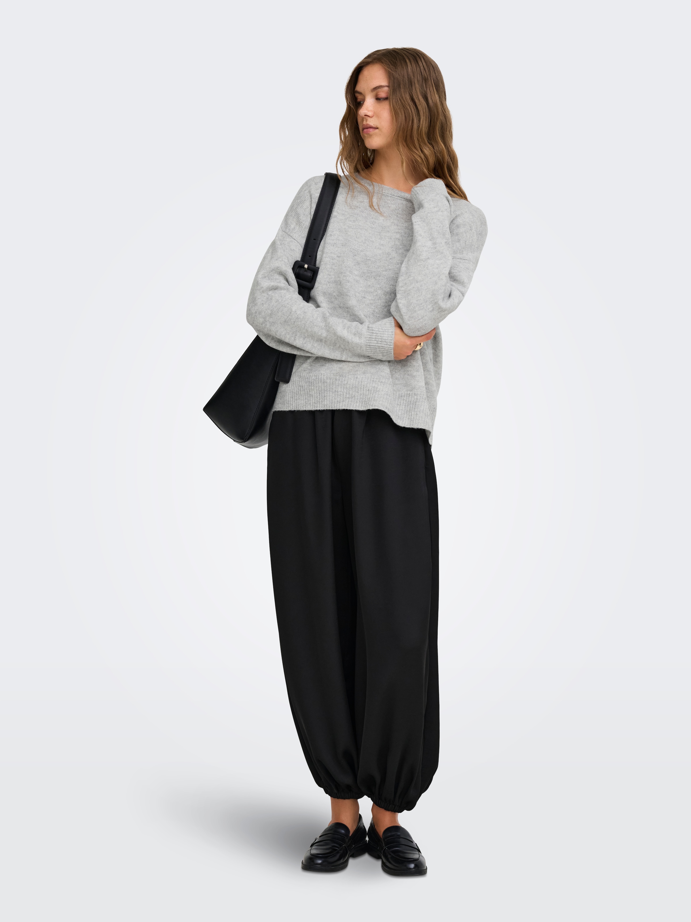 ONLY Pull en tricot »ONLOLIVIA LS O-NECK CC KNT« mélange de matériaux, coupe régulière