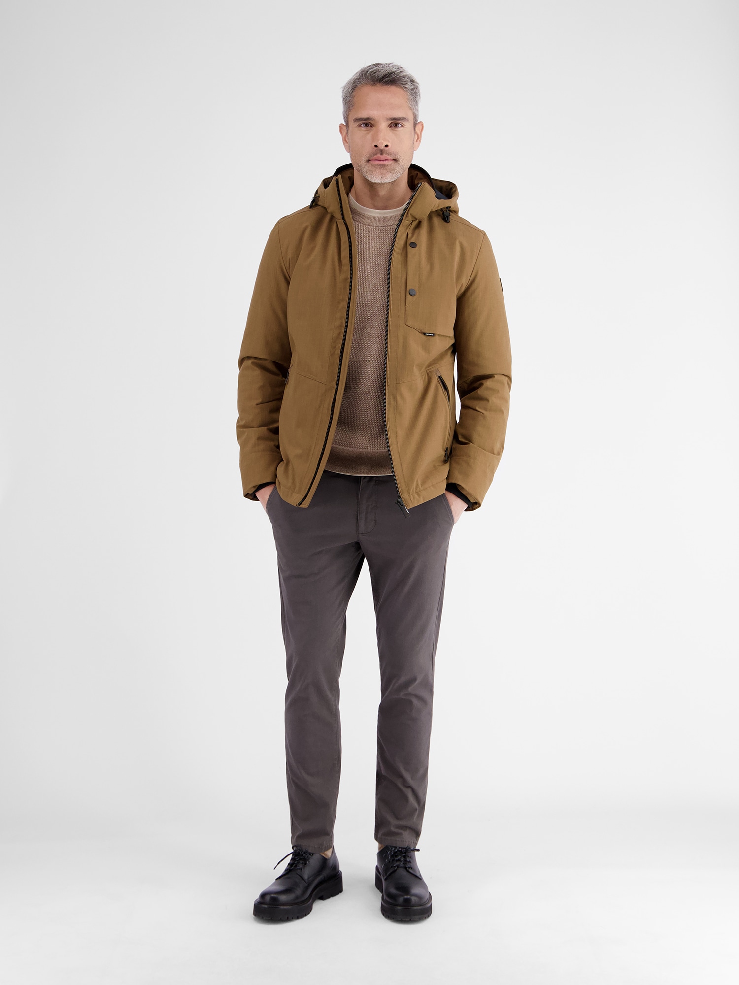 LERROS Outdoorjacke »LERROS Herren Blouson in Stukturoptik« mit Kapuze Wasser- und windabweisend