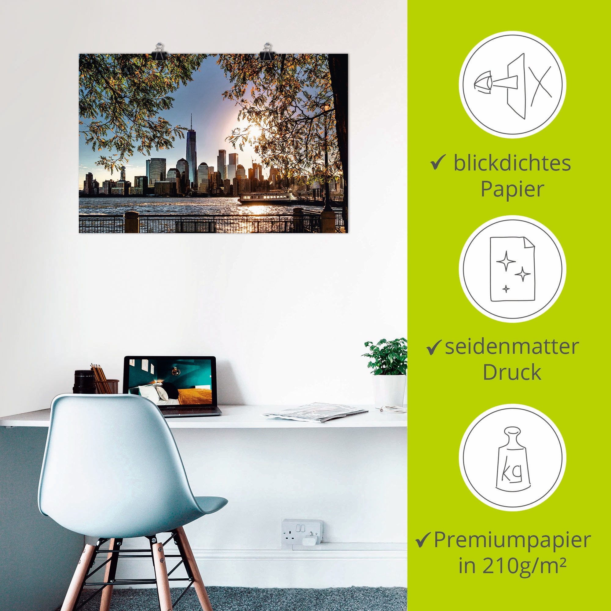 Artland Wandbild »Sonnenaufgang über New York« Amerika 1 Stk. tlg. als Leinwandbild, Poster in verschied. Grössen