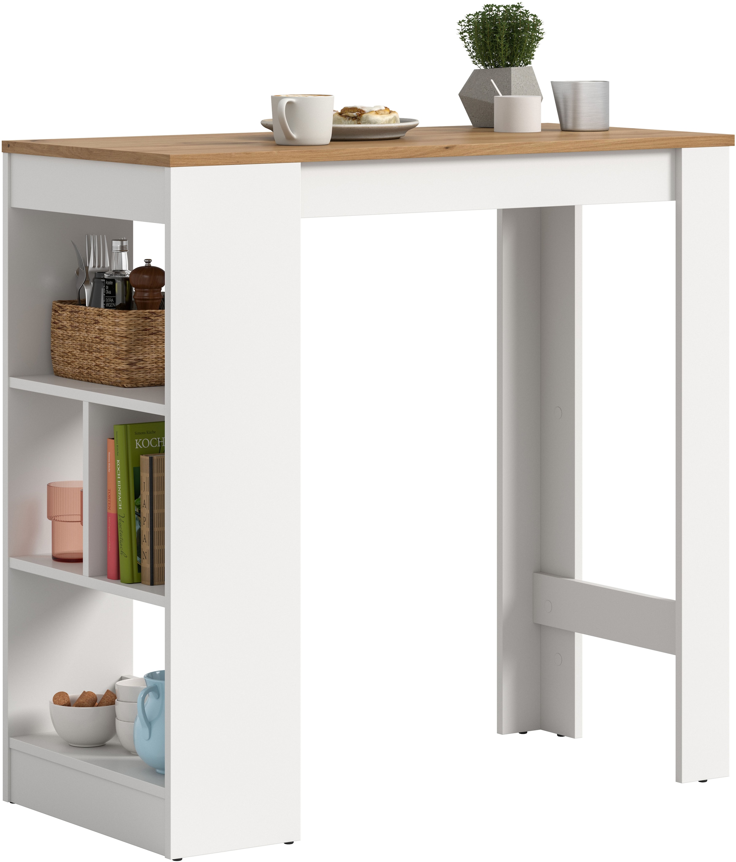 GOODproduct Bartisch »NORDBY, Breite x Höhe: 105 x 103cm, 4 offene Fächer« Esstisch, Stehtisch, Tresentisch, Bistrotisch, Küchentisch