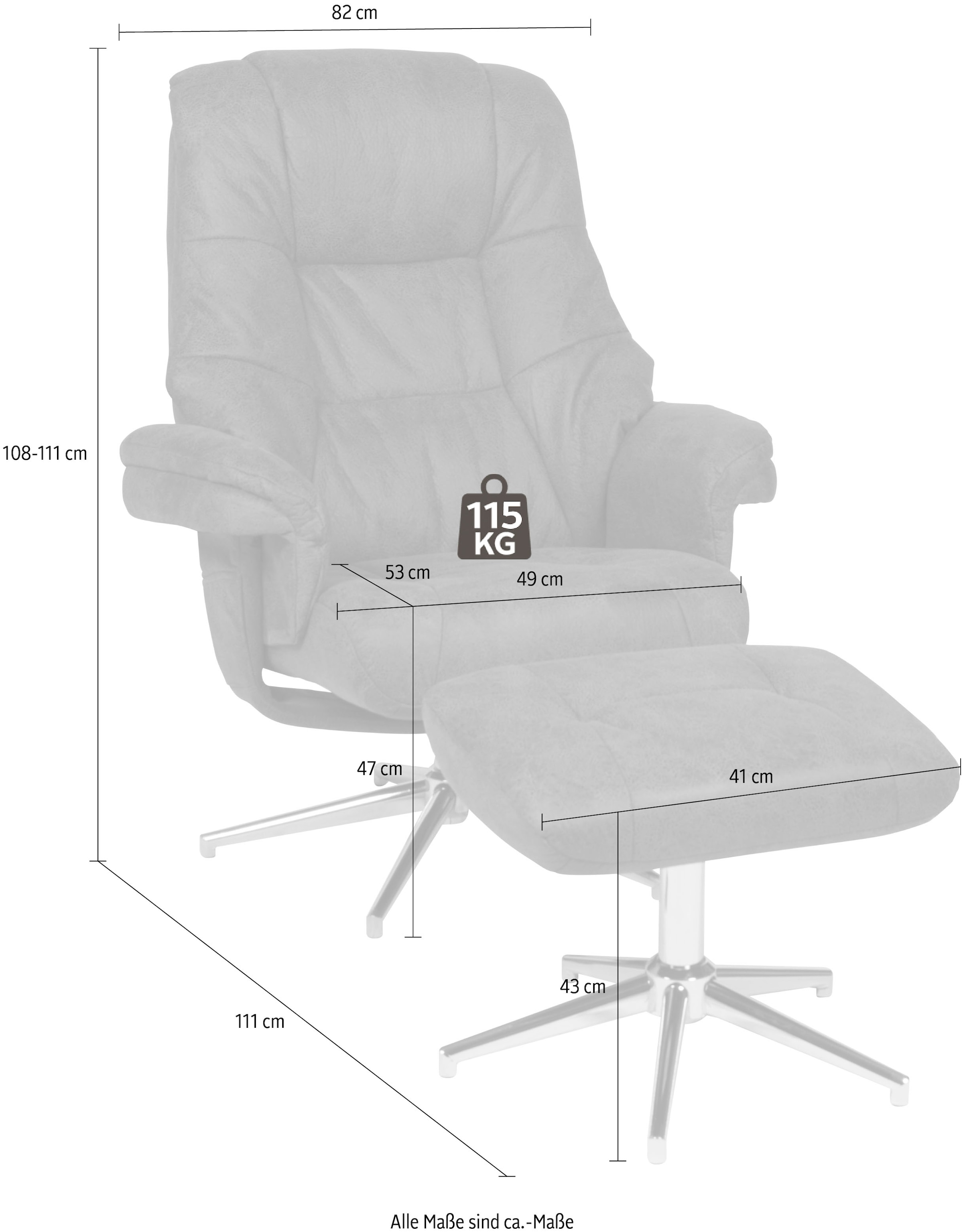 Duo Collection TV-Sessel »Burnaby« mit Hocker und Relaxfunktion, 360 Grad drehbar