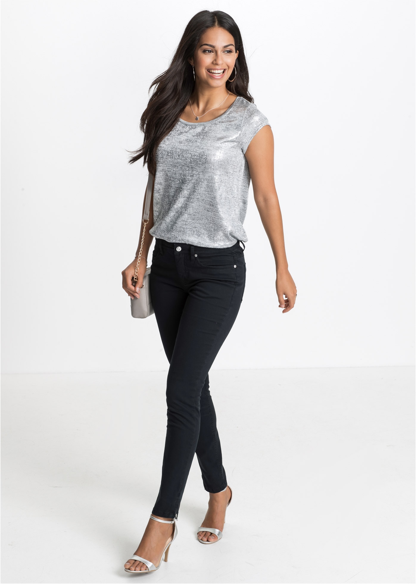 bonprix Skinny-fit-Jeans »Skinny-Jeans Mid Waist, cropped« Skinny-fit, Mid Waist, cropped Schnitt, aus Baumwolle und Elasthan