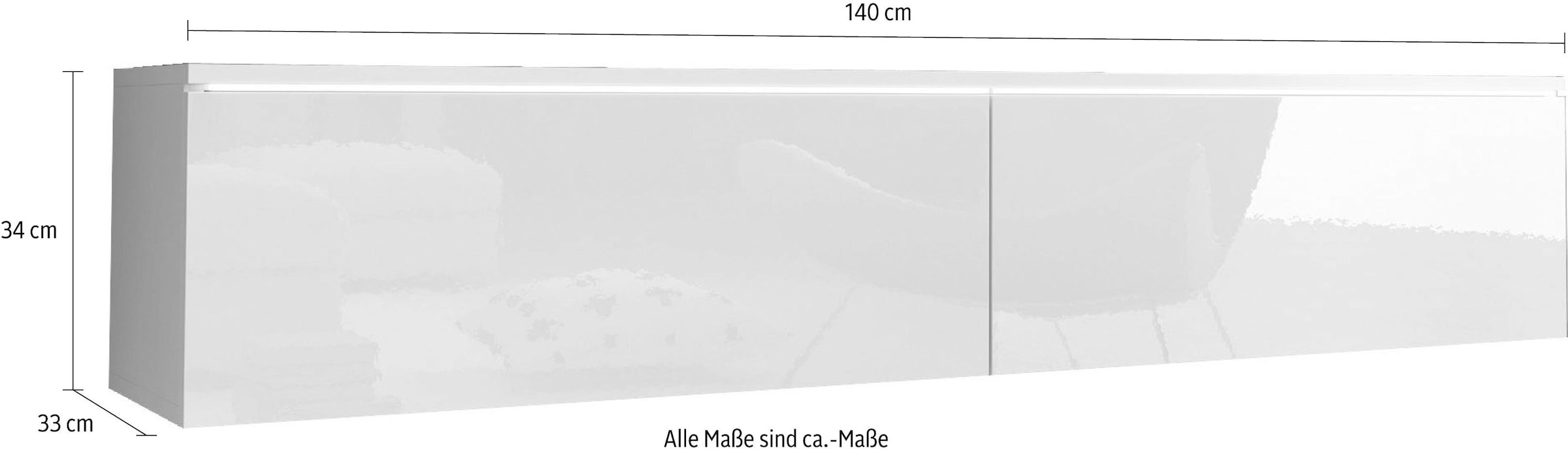 Home affaire Table basse »LOWBOARD D, wahlweise mit oder ohne Beleuchtung« meuble TV moderne sans poignées, avec beaucoup de rangement, debout et suspendu