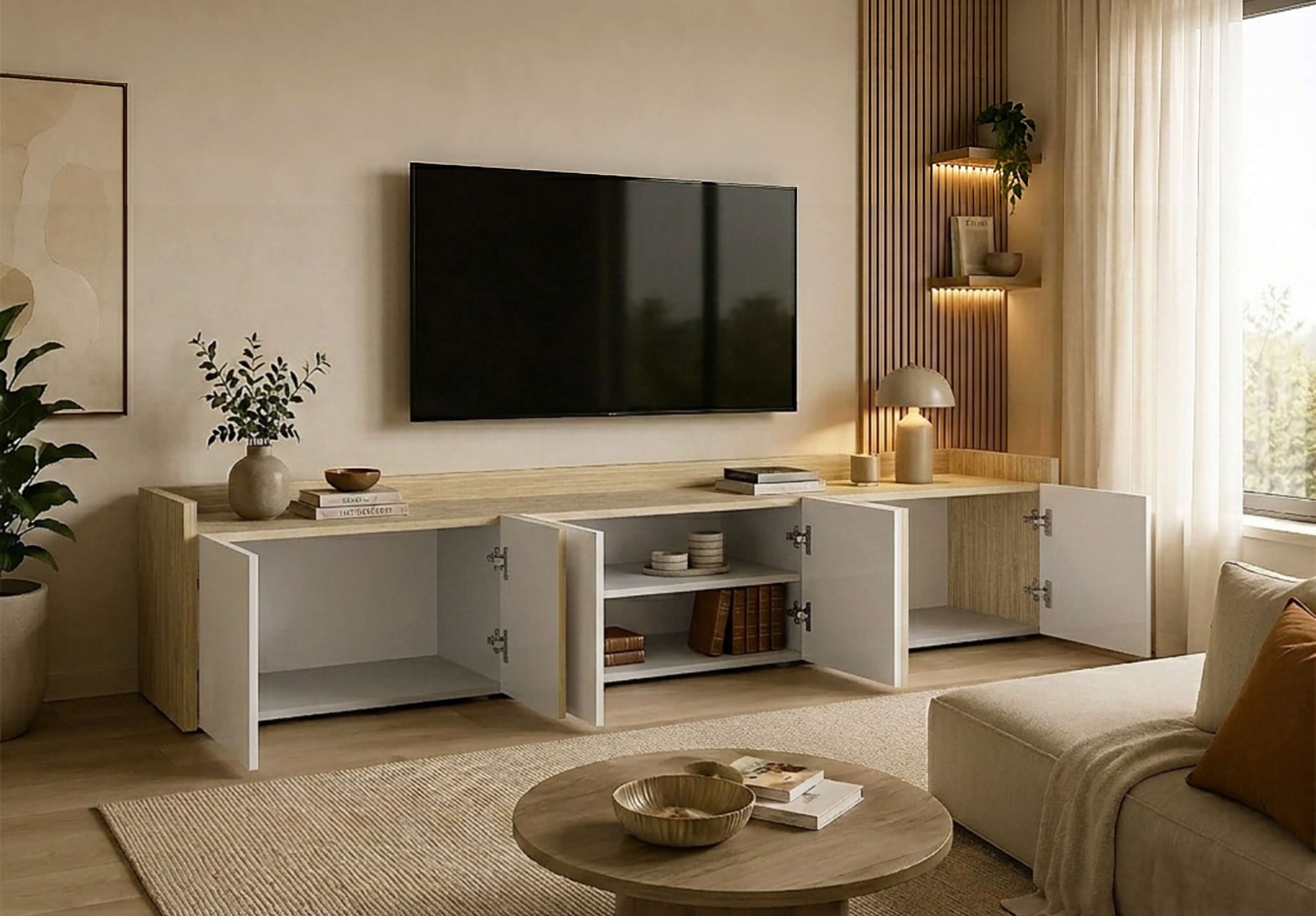 GOODproduct Lowboard »Lowboard ALTEA,Lowboard,TV-Kommode,TV-Möbel,TV-Bank« 1 Stk. tlg. Mit 6 Drehtüren, 4 Innenfächer, B.220 cm