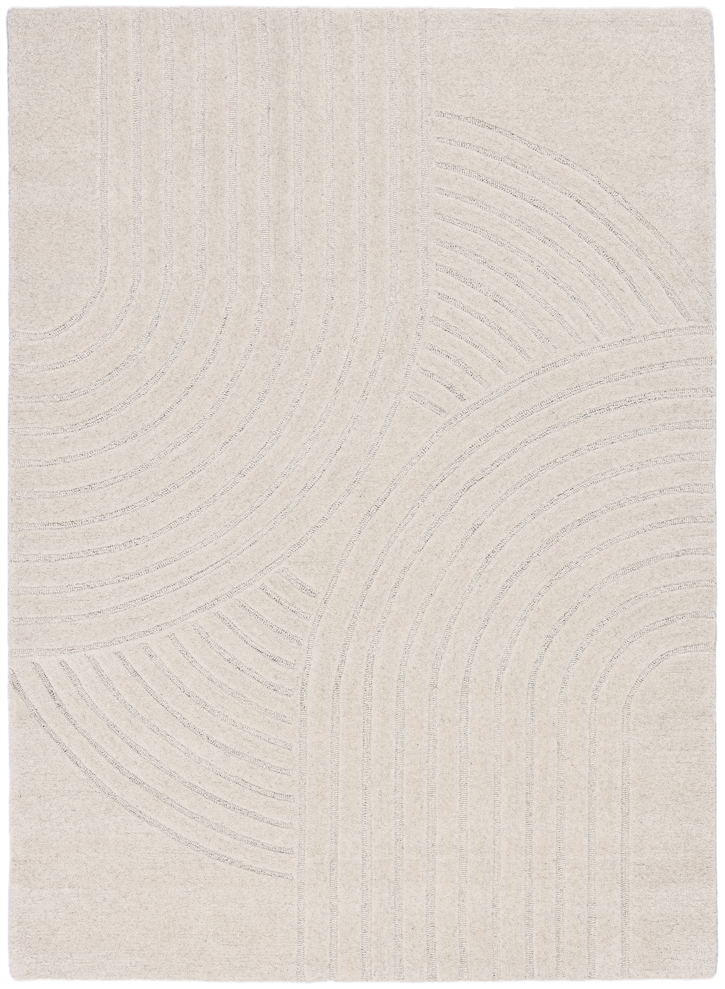 GOODproduct Wollteppich »Gabbo Design, Handgefertigt, Teppich,  reine Wolle,« rechteckig 14 mm Höhe Hoch-Tief-Effekt, reine Wolle, Scandi-Look, Naturfaser