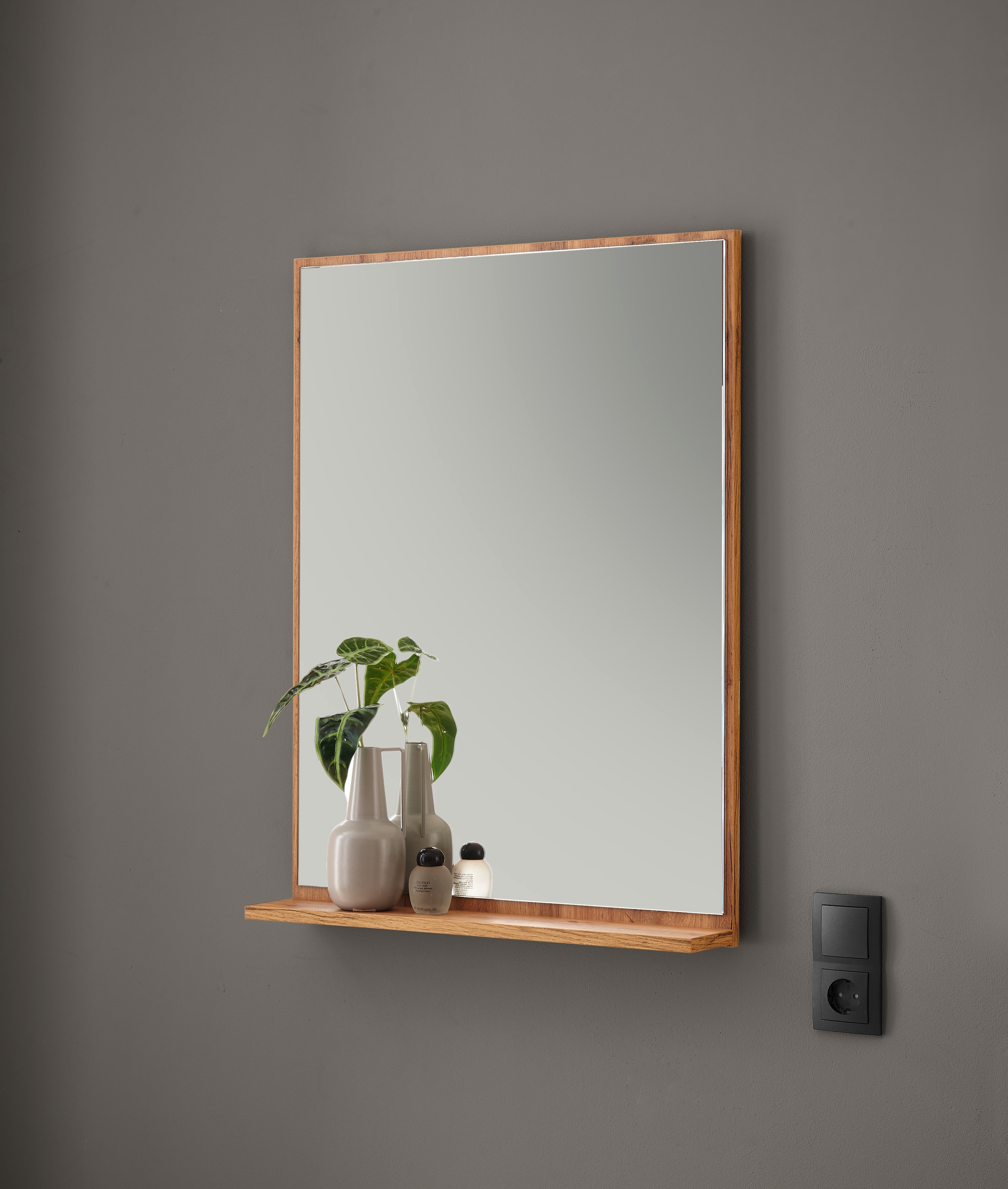 INOSIGN Miroir de salle de bain »CITY/GIRON, Spiegel in Wotan Eiche, Wandspiegel im zeitlosen Design« mit Ablagefläche, 60 cm breit