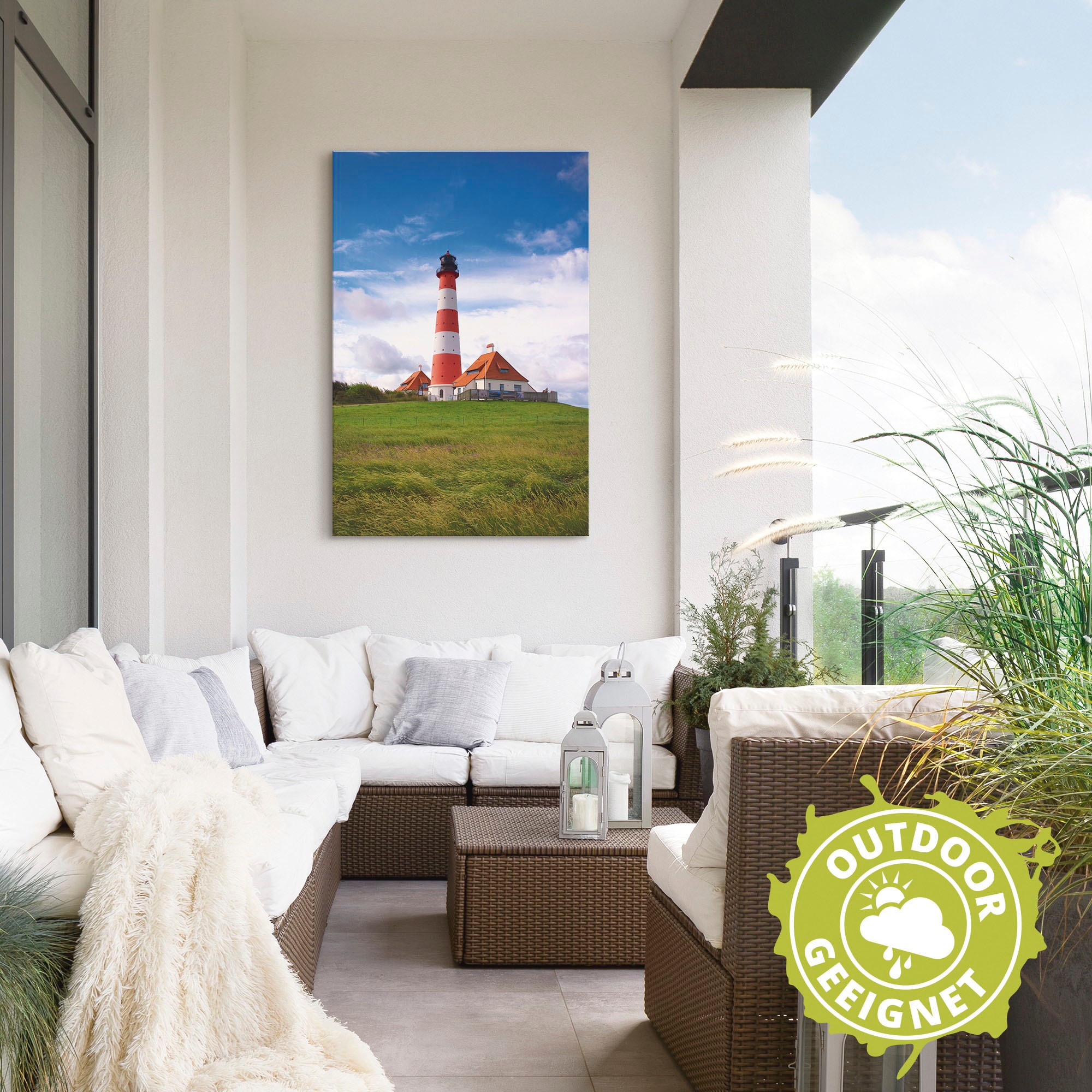 Artland Alu-Dibond-Druck »Westerhever Leuchtturm« Gebäude 1 Stk. tlg. für Innen- und Aussenbereich geeignet, Outdoorbild