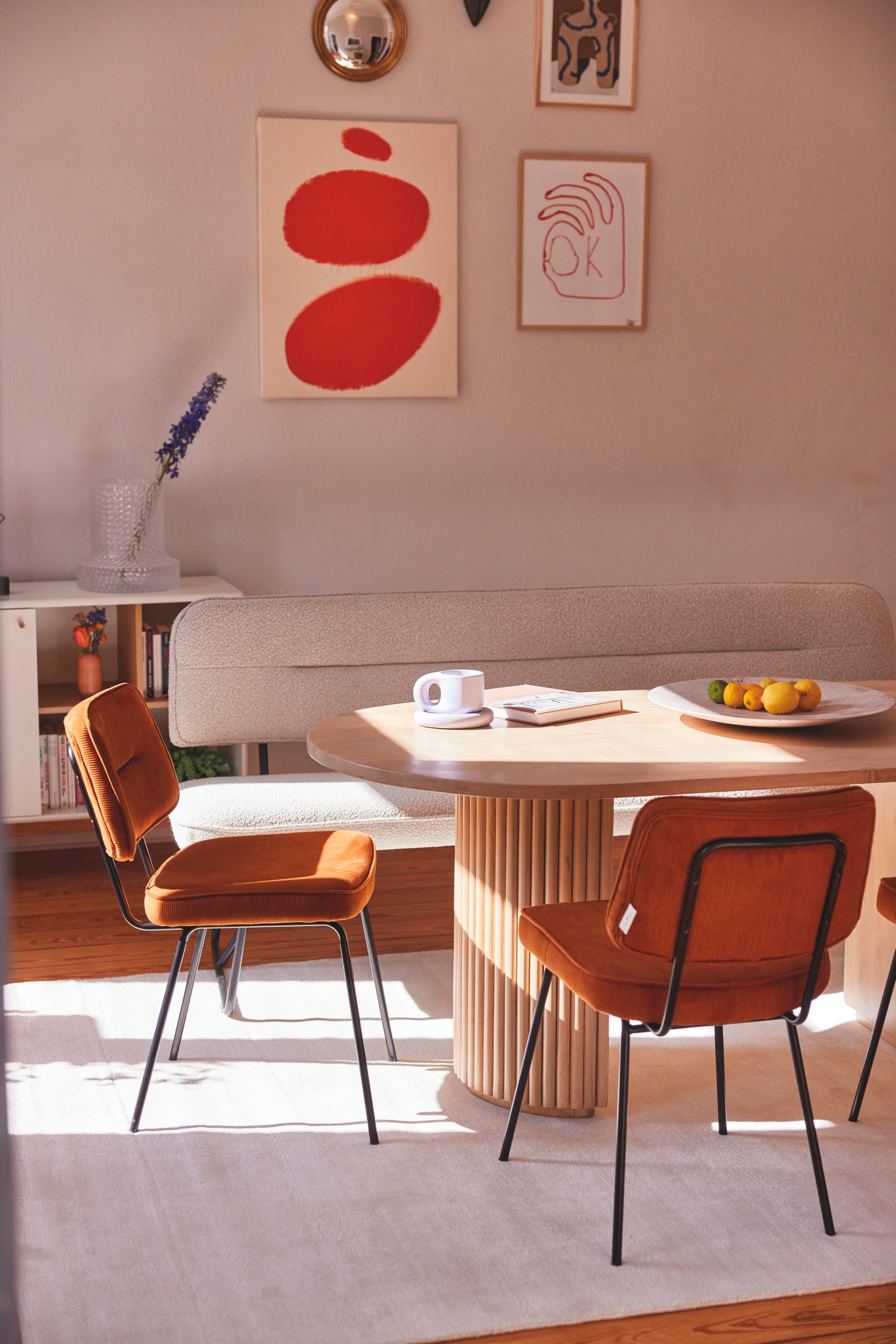 SIT Table de salle à manger »Samos 180 x 90 cm aus massivem Mangoholz im Ribbed-Look« Pieds de table marquants avec design lamellaire extravagant