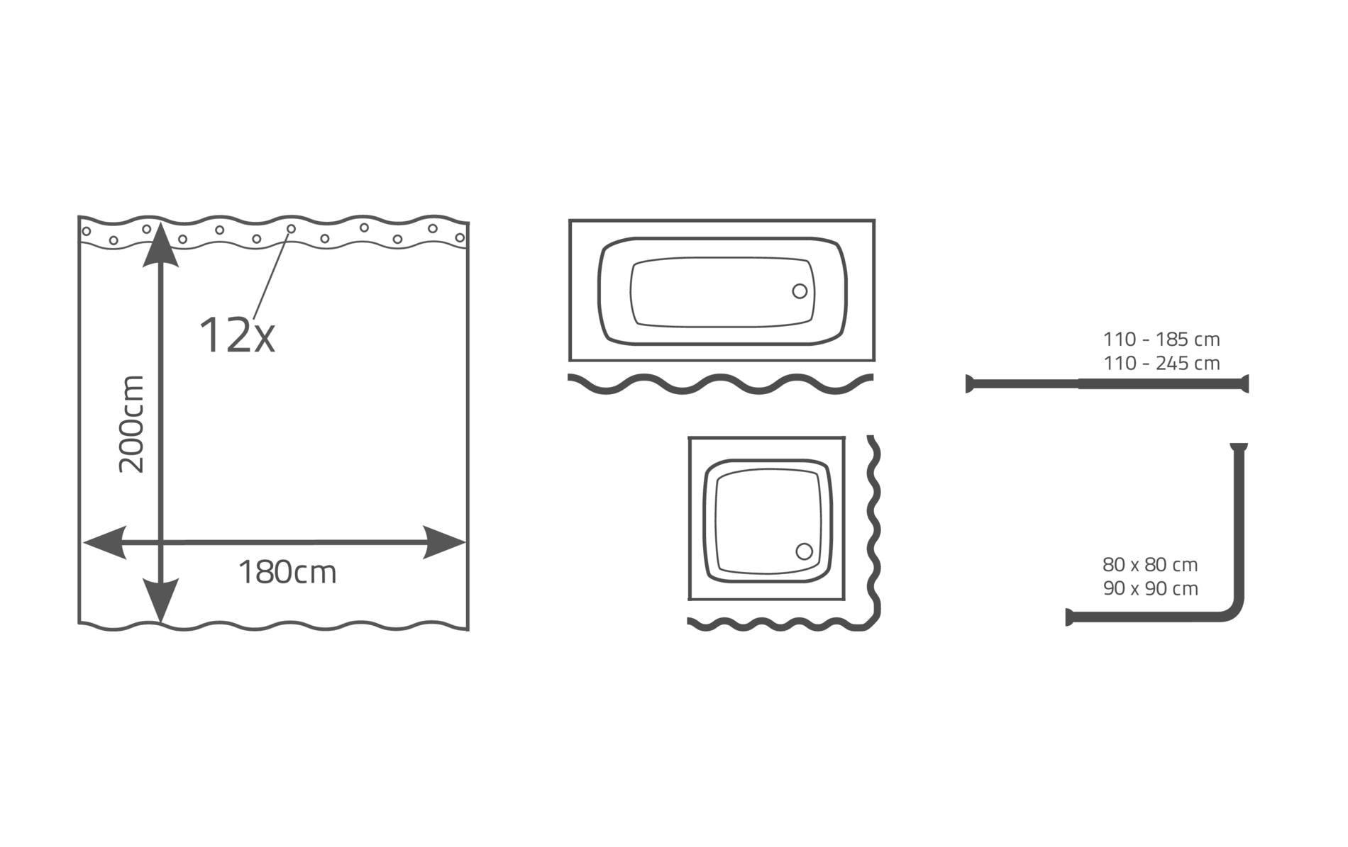 Ridder Duschvorhang »Runny 180 x 200 cm« Breite 180 cm