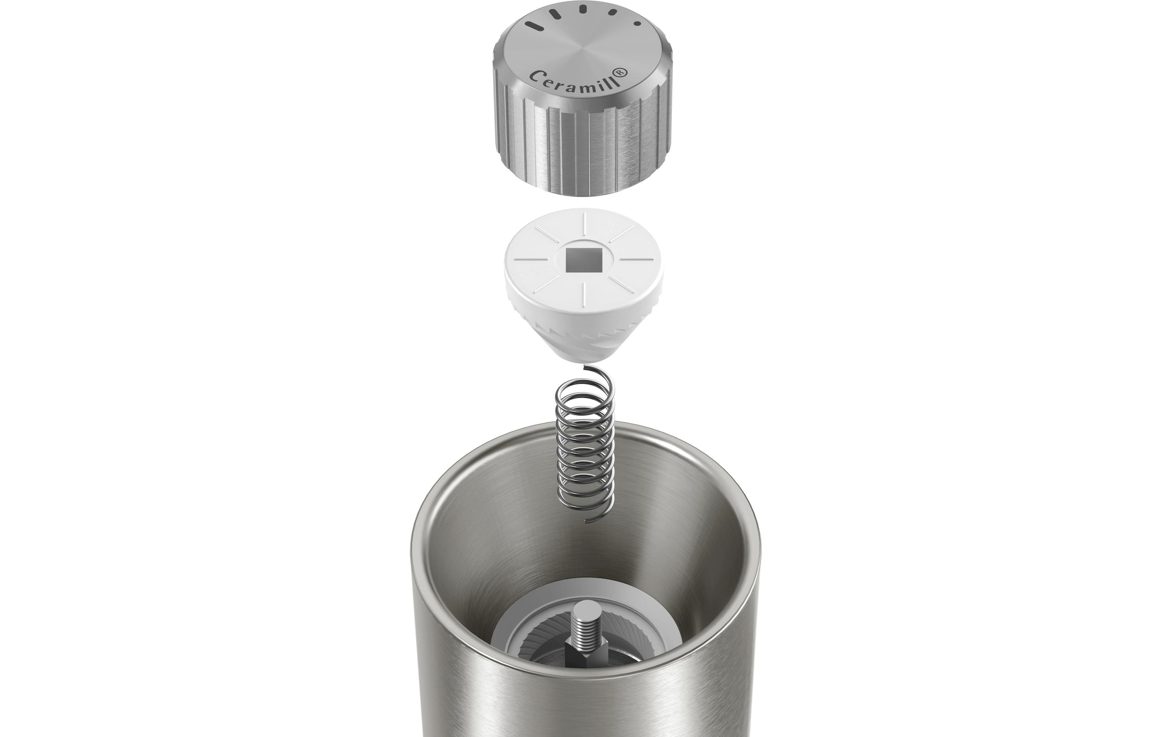 WMF Moulin à épices »Signature Pro, aus Edelstahl« Keramikmahlwerk, einstellbarer Mahlgrad, magnetischer Deckel