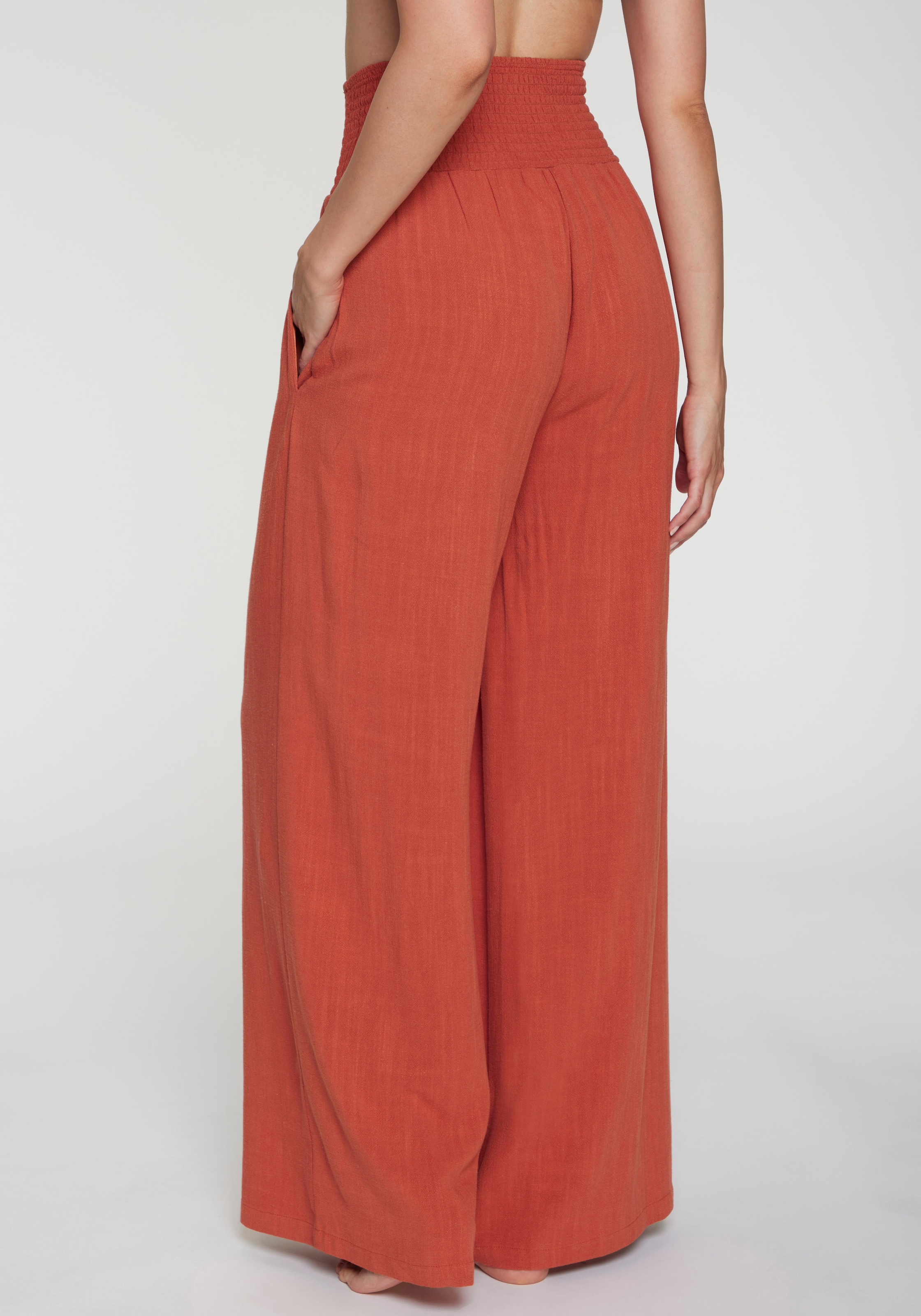 French Connection Pantalon en lin  mit gerafftem Bund, weite Palazzohose für den Sommer