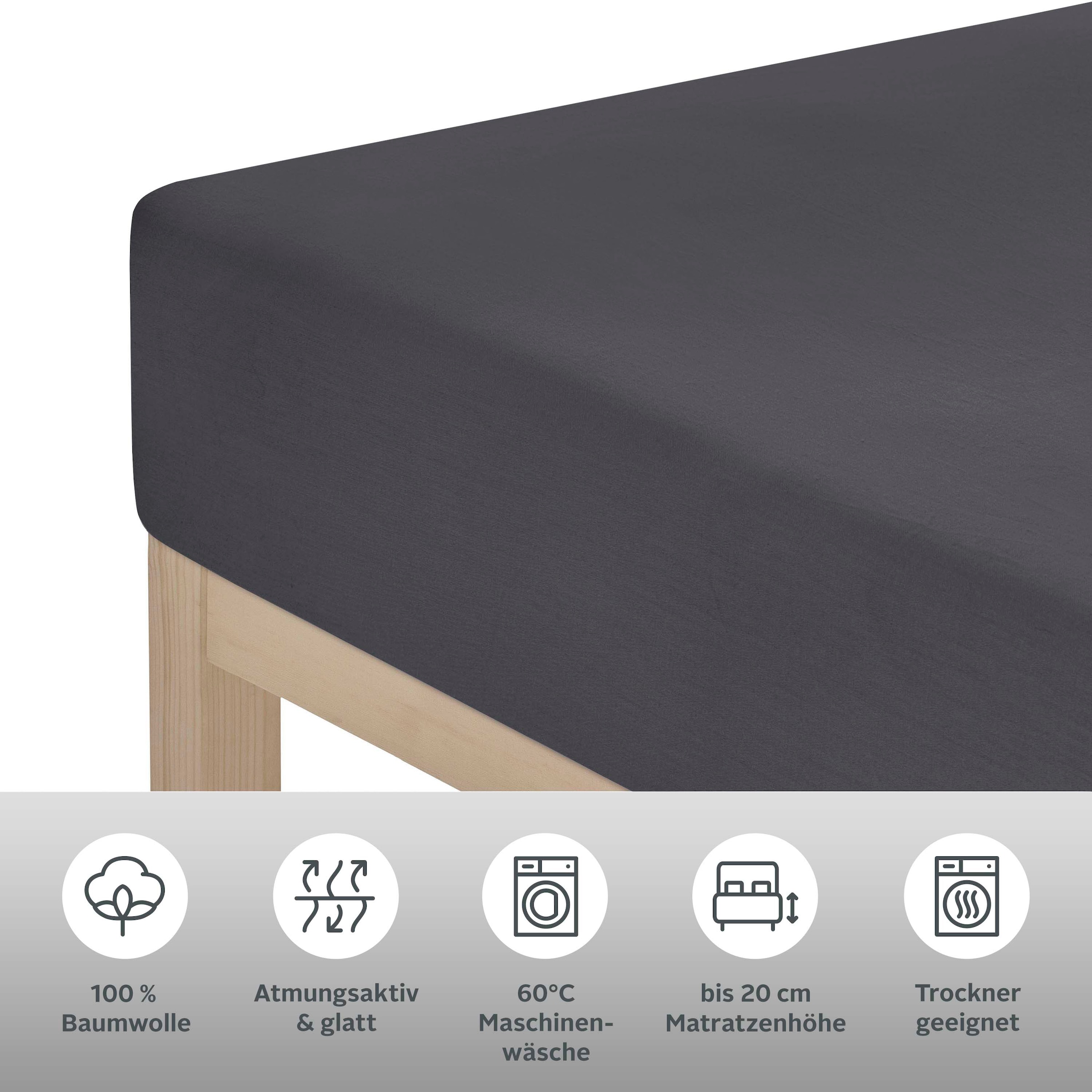 Guido Maria Kretschmer Home&amp;Living Spannbettlaken »Mila 2 in Gr. 90x200, 140x200 oder 180x200 cm« Mako Satin, Matratzen bis 20 cm Höhe, Bettlaken, Spannbetttuch, Laken
