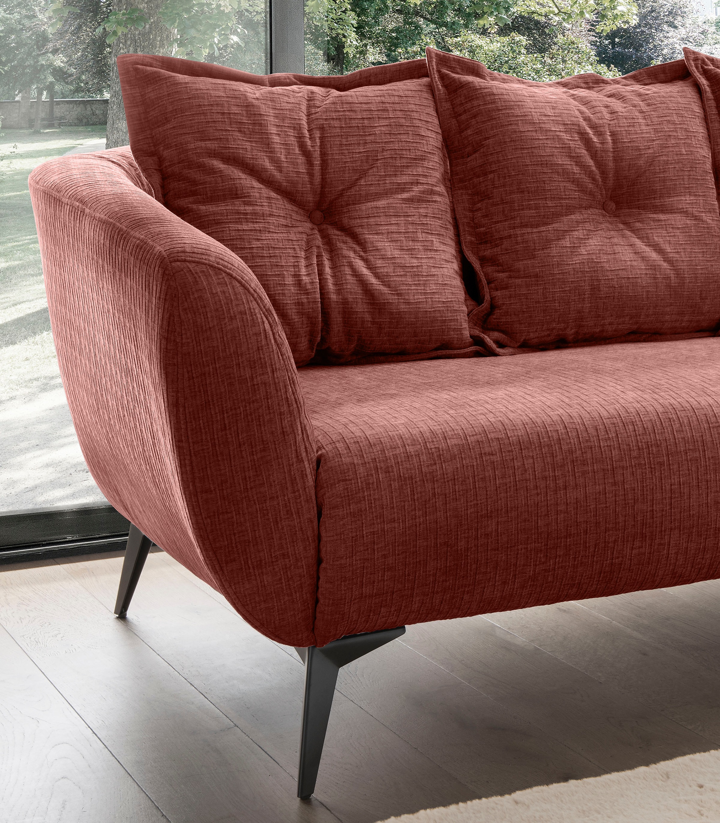 Home affaire 3-Sitzer »Baggio Breite 236 cm, modernes Sofa, hoher Fuss, bequem« schwarze Metallfüsse