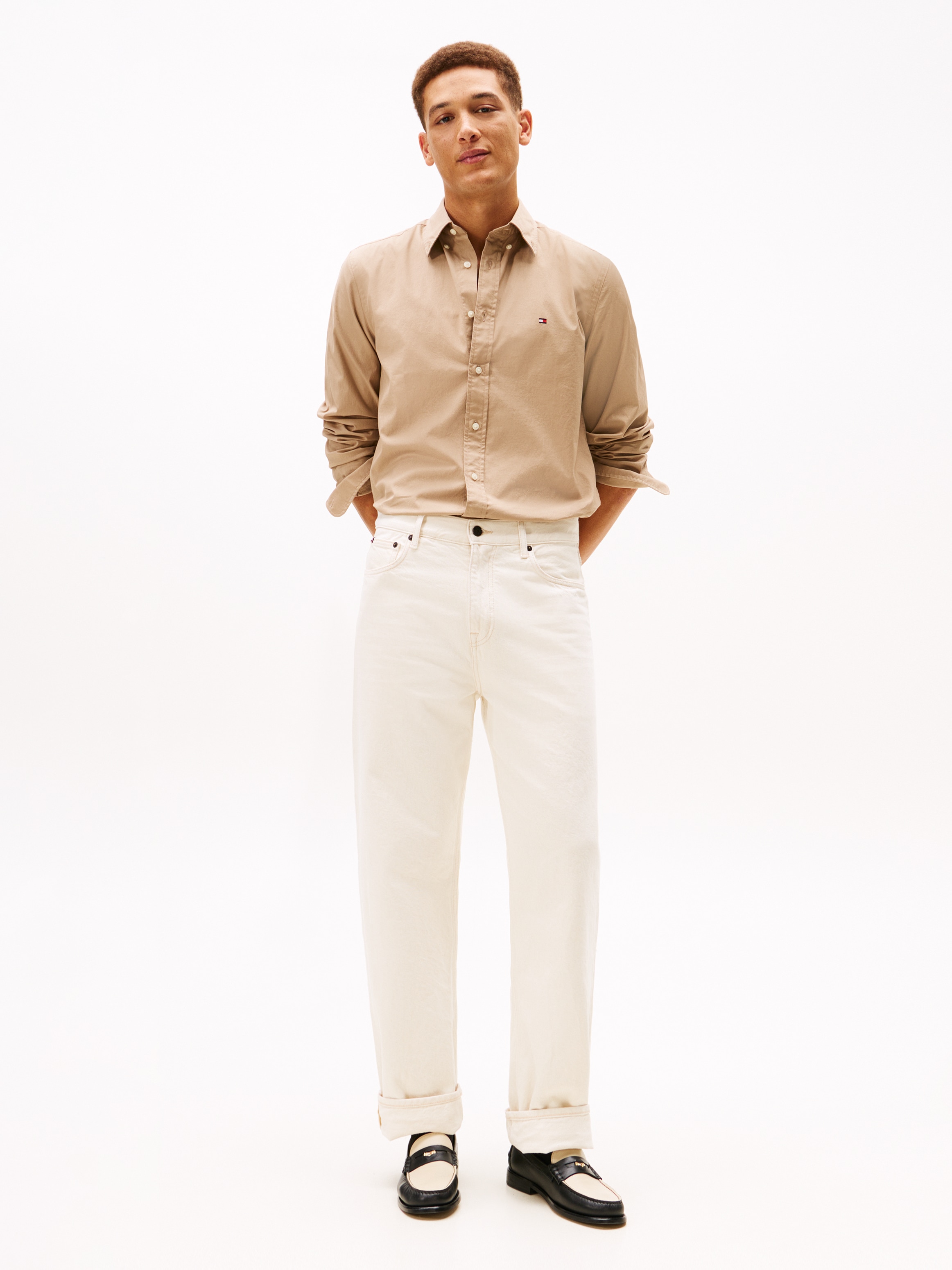 Tommy Hilfiger »FLEX POPLIN SOLID« unifarben, klassisch, regular fit, Baumwolle, Button-down-Kragen