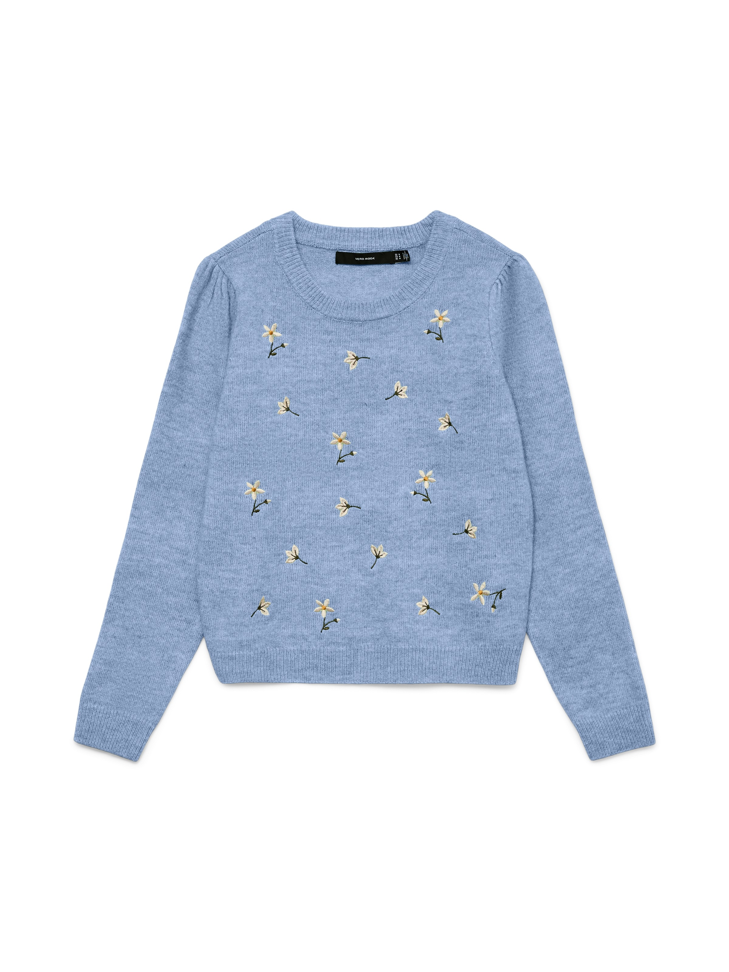 Vero Moda Pull en laine »VMFIORELLA EMB LS O-NECK SHORT PULL BOO« avec broderie florale